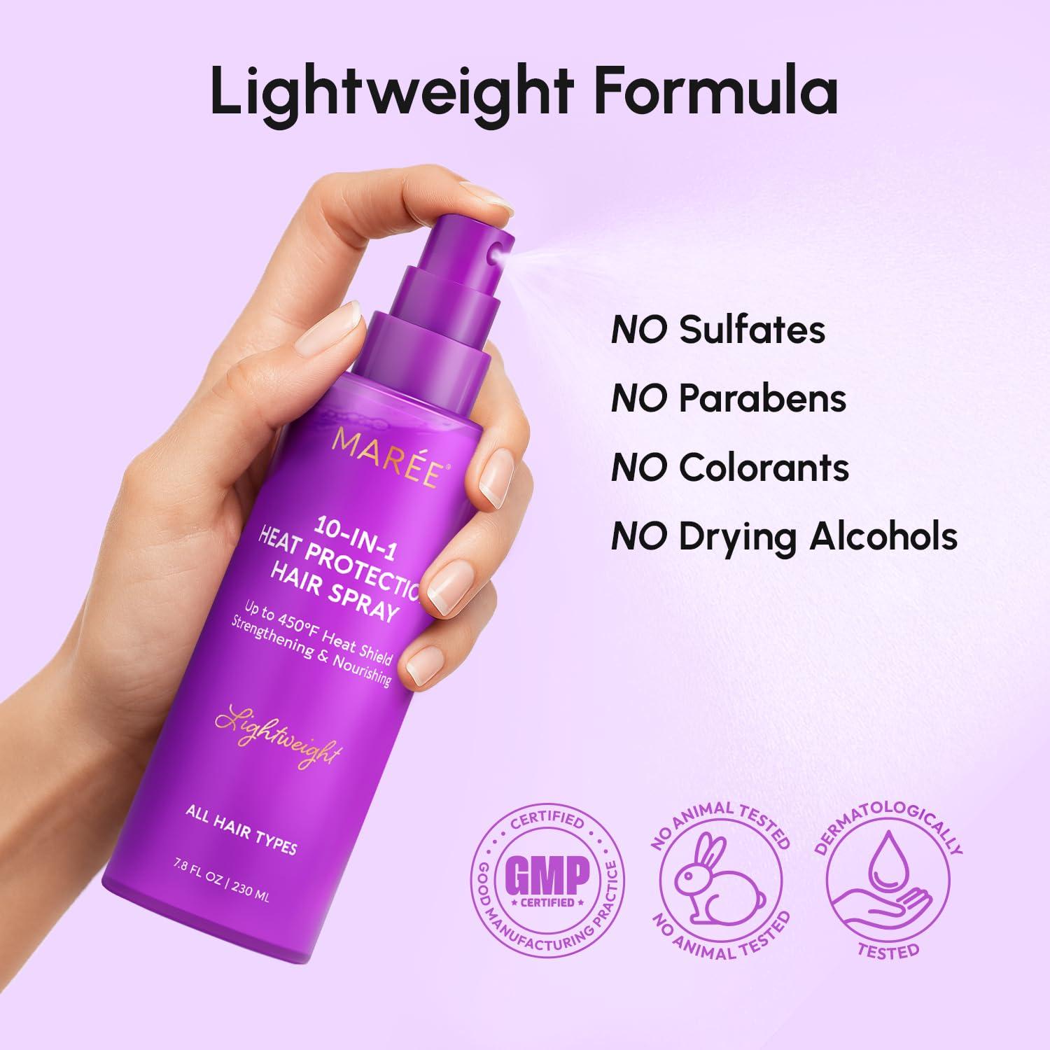 imageMAREE 10in1 Heat Protection Spray for Hair Heat Protectant for Hair with Keratin Collagen amp Argan Oil Frizz Control Hair Spray Women Care Product Anti Frizz Protector de Calor para el CabelloHeat Hair Spray