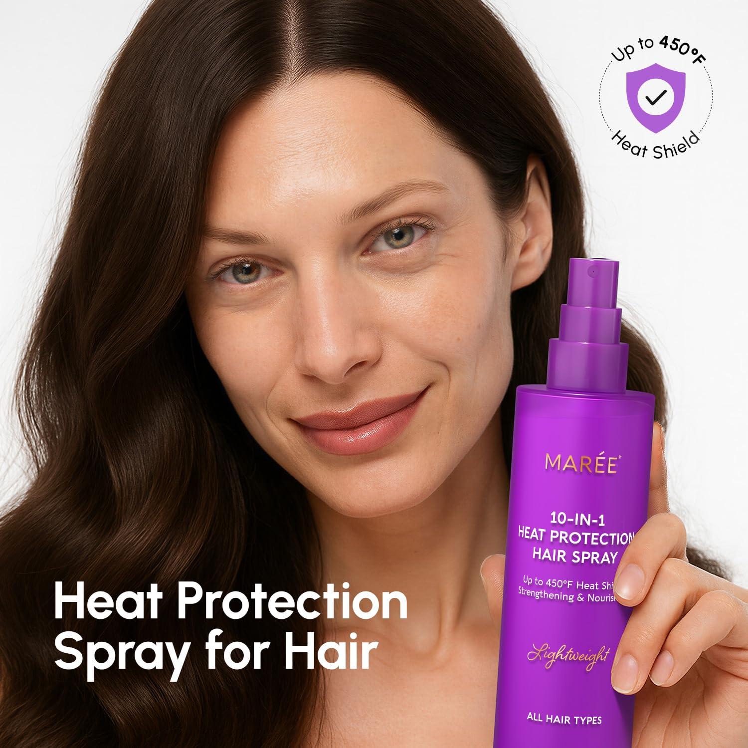 imageMAREE 10in1 Heat Protection Spray for Hair Heat Protectant for Hair with Keratin Collagen amp Argan Oil Frizz Control Hair Spray Women Care Product Anti Frizz Protector de Calor para el CabelloHeat Hair Spray
