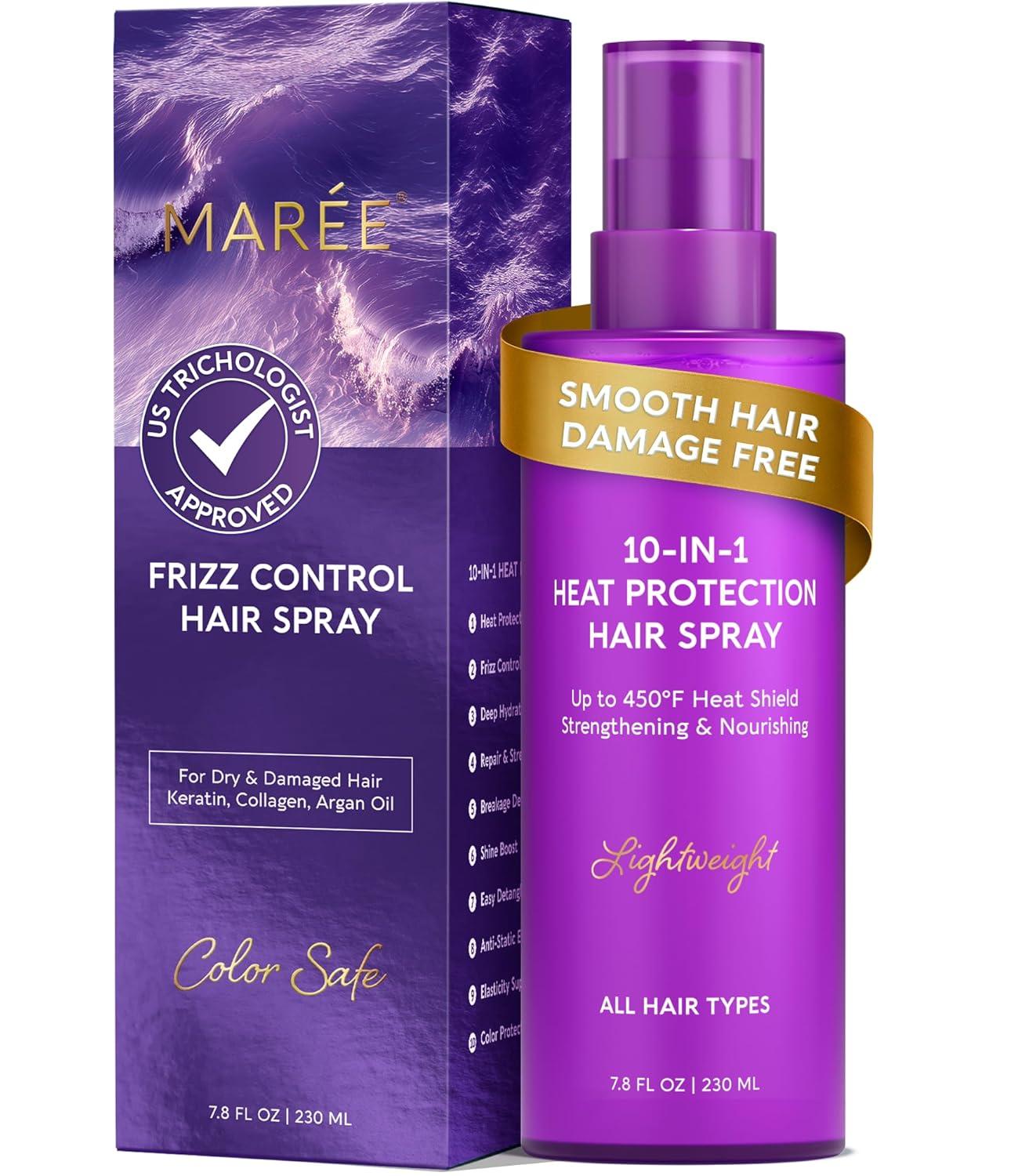 imageMAREE 10in1 Heat Protection Spray for Hair Heat Protectant for Hair with Keratin Collagen amp Argan Oil Frizz Control Hair Spray Women Care Product Anti Frizz Protector de Calor para el CabelloHeat Hair Spray