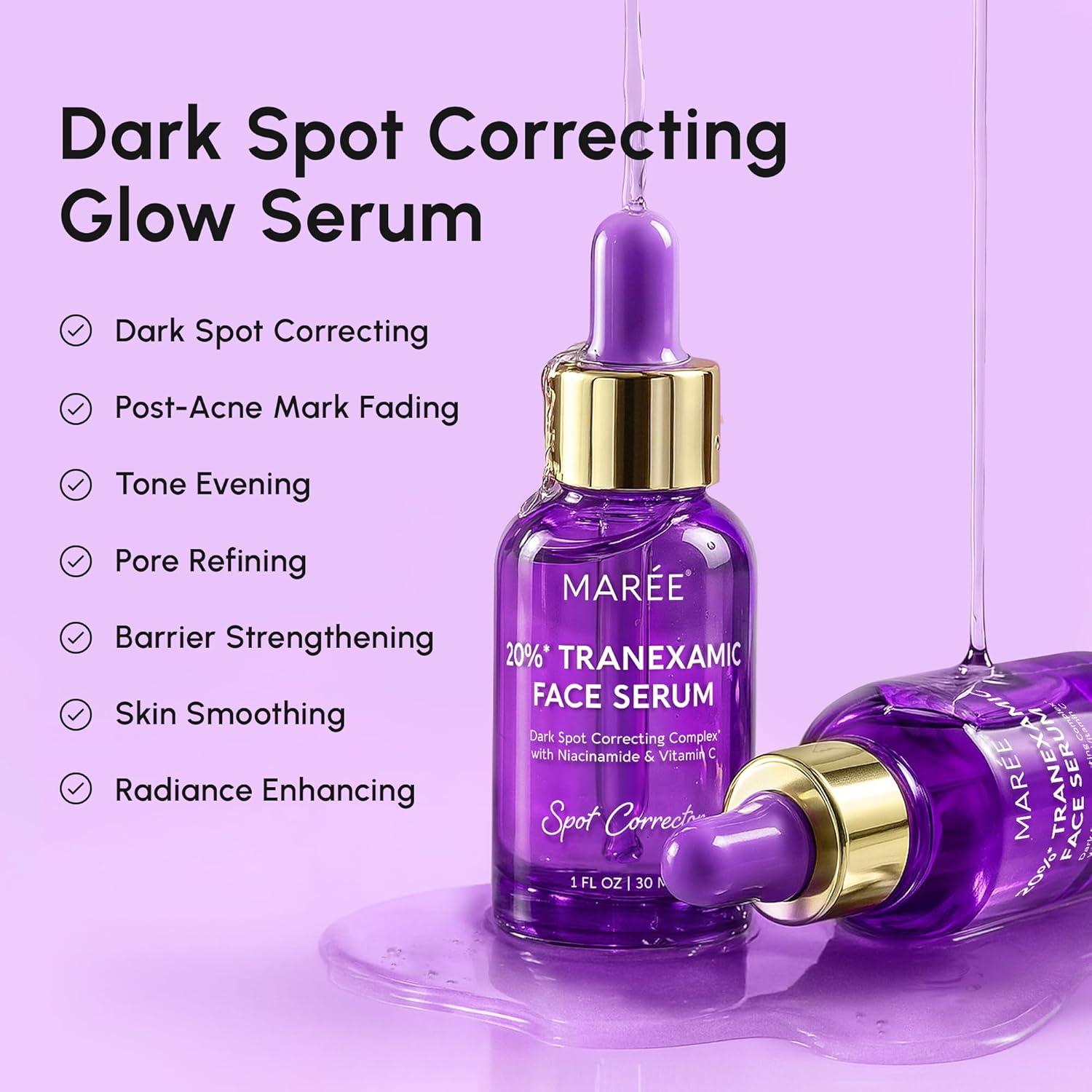 imageMAREE 20 Tranexamic Acid Serum Complex with Niacinamide amp Vitamin C Serum for Face amp Body Dark Spot Corrector Age Spots Hyperpigmentation Care Remover Brightening Acido Tranexamico para ManchasTranexamic Acid Face Serum