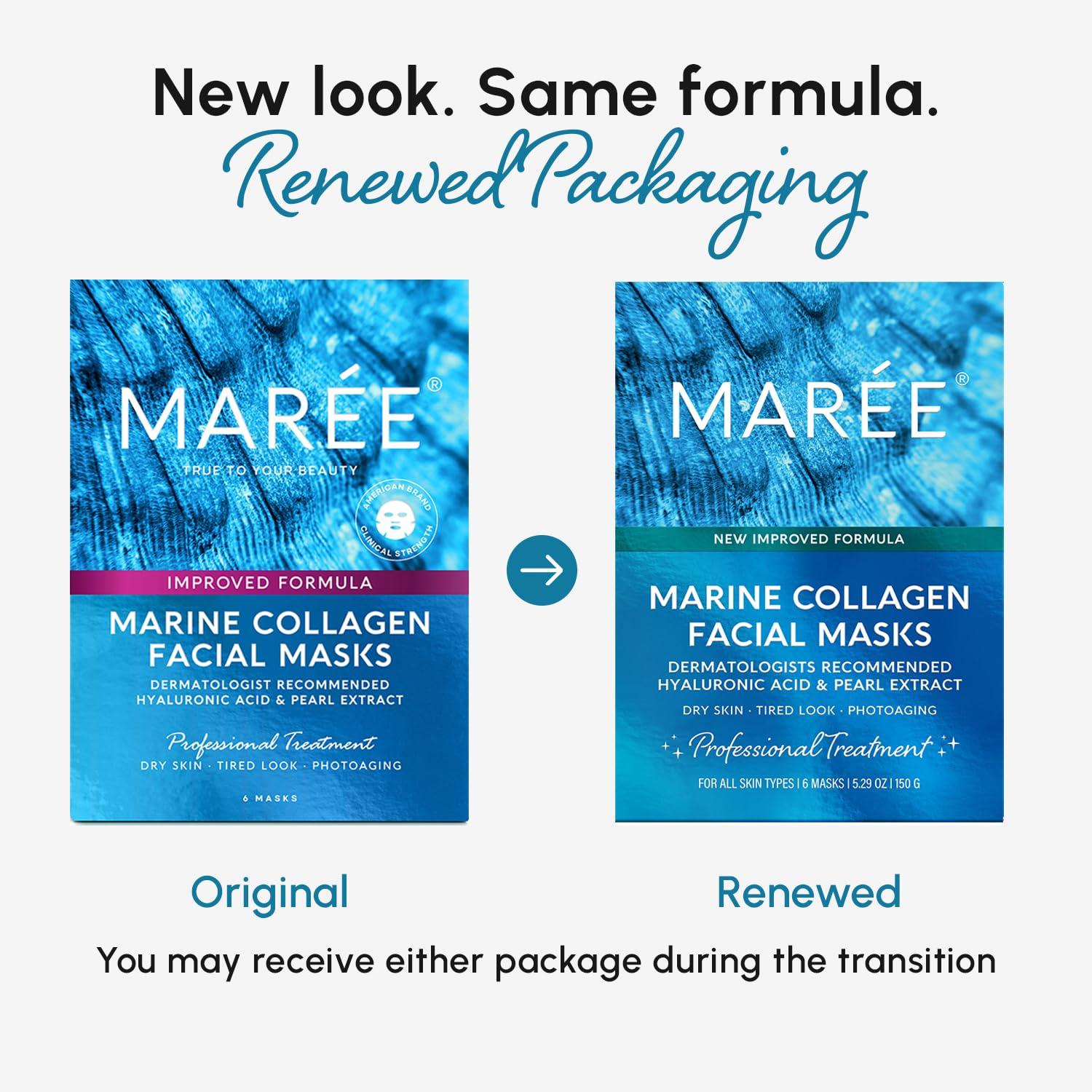 imageMAREE Collagen Facial Mask with Hyaluronic Acid Sheet Face Mask Skincare Centella Asiatica Green amp Red Algae Extract Hydrating Facemask For Women Skin Care Mascarillas Para La Cara 6 CountMulticolor