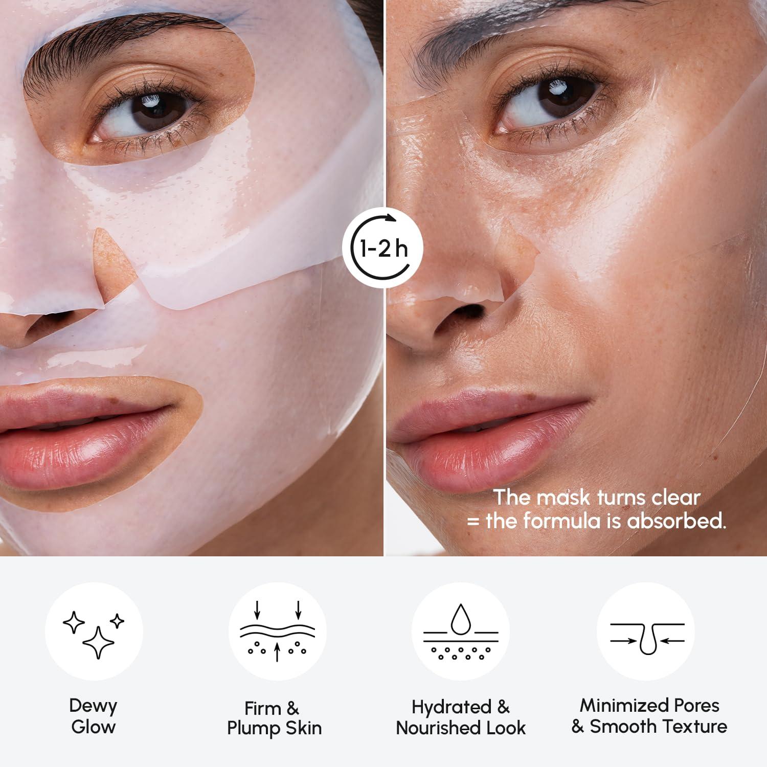 imageMAREE Collagen Facial Mask with Hyaluronic Acid Sheet Face Mask Skincare Centella Asiatica Green amp Red Algae Extract Hydrating Facemask For Women Skin Care Mascarillas Para La Cara 6 CountWhite