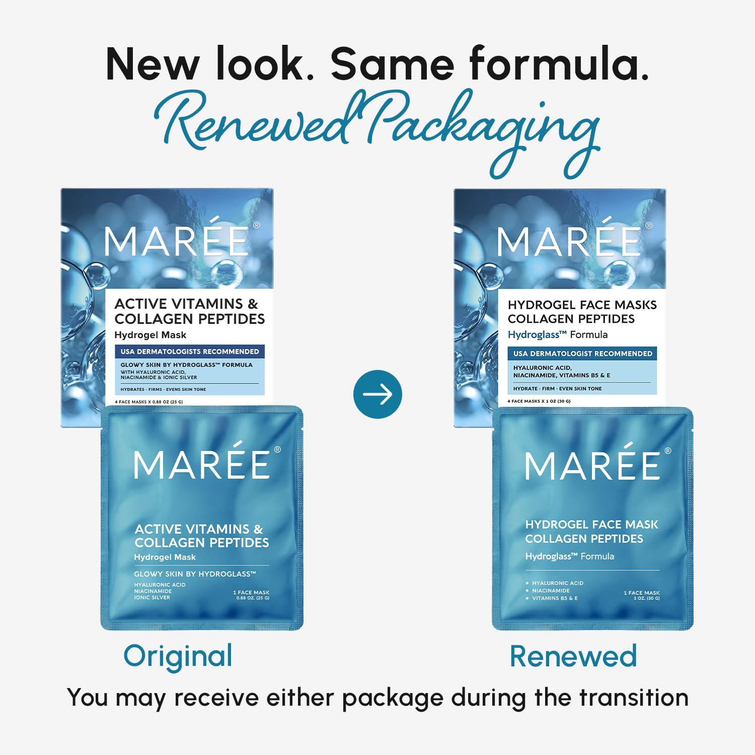 imageMAREE Collagen Facial Mask with Hyaluronic Acid Sheet Face Mask Skincare Centella Asiatica Green amp Red Algae Extract Hydrating Facemask For Women Skin Care Mascarillas Para La Cara 6 CountWhite