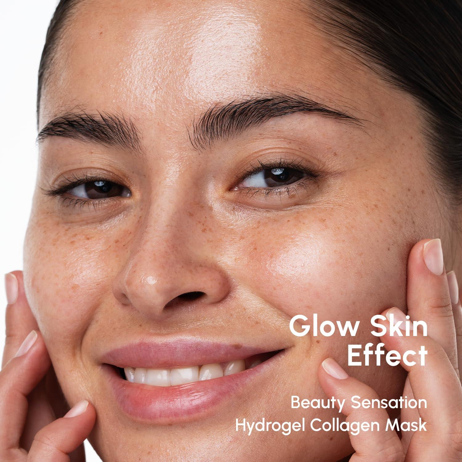 imageMAREE Collagen Facial Mask with Hyaluronic Acid Sheet Face Mask Skincare Centella Asiatica Green amp Red Algae Extract Hydrating Facemask For Women Skin Care Mascarillas Para La Cara 6 CountWhite