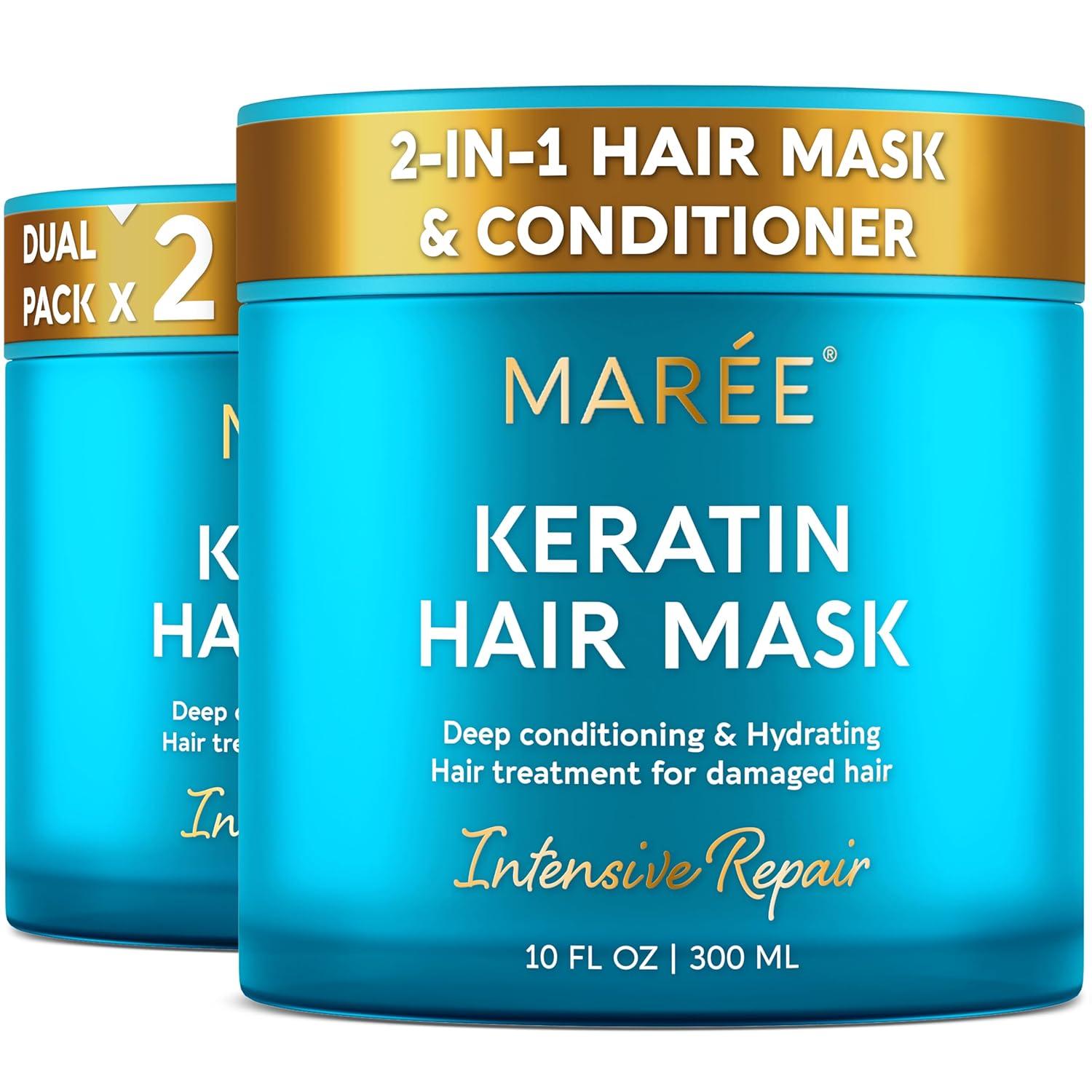 imageMAREE Deep Conditioning LeaveIn Hair Mask for Damaged Hair Keratin Hair Treatment with Biotin Natural Oils amp Vitamins LeaveIn Conditioner for Repair and Hydration Mascarilla Para CabelloWhite