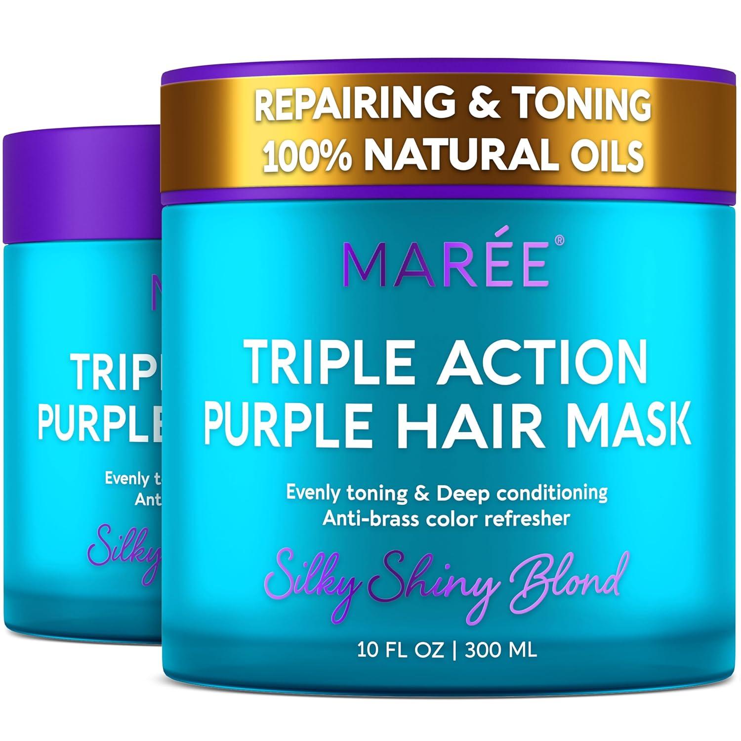 imageMAREE Deep Conditioning LeaveIn Hair Mask for Damaged Hair Keratin Hair Treatment with Biotin Natural Oils amp Vitamins LeaveIn Conditioner for Repair and Hydration Mascarilla Para CabelloPurple