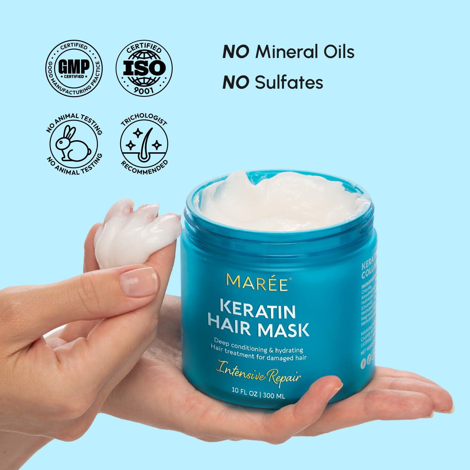 imageMAREE Deep Conditioning LeaveIn Hair Mask for Damaged Hair Keratin Hair Treatment with Biotin Natural Oils amp Vitamins LeaveIn Conditioner for Repair and Hydration Mascarilla Para CabelloWhite