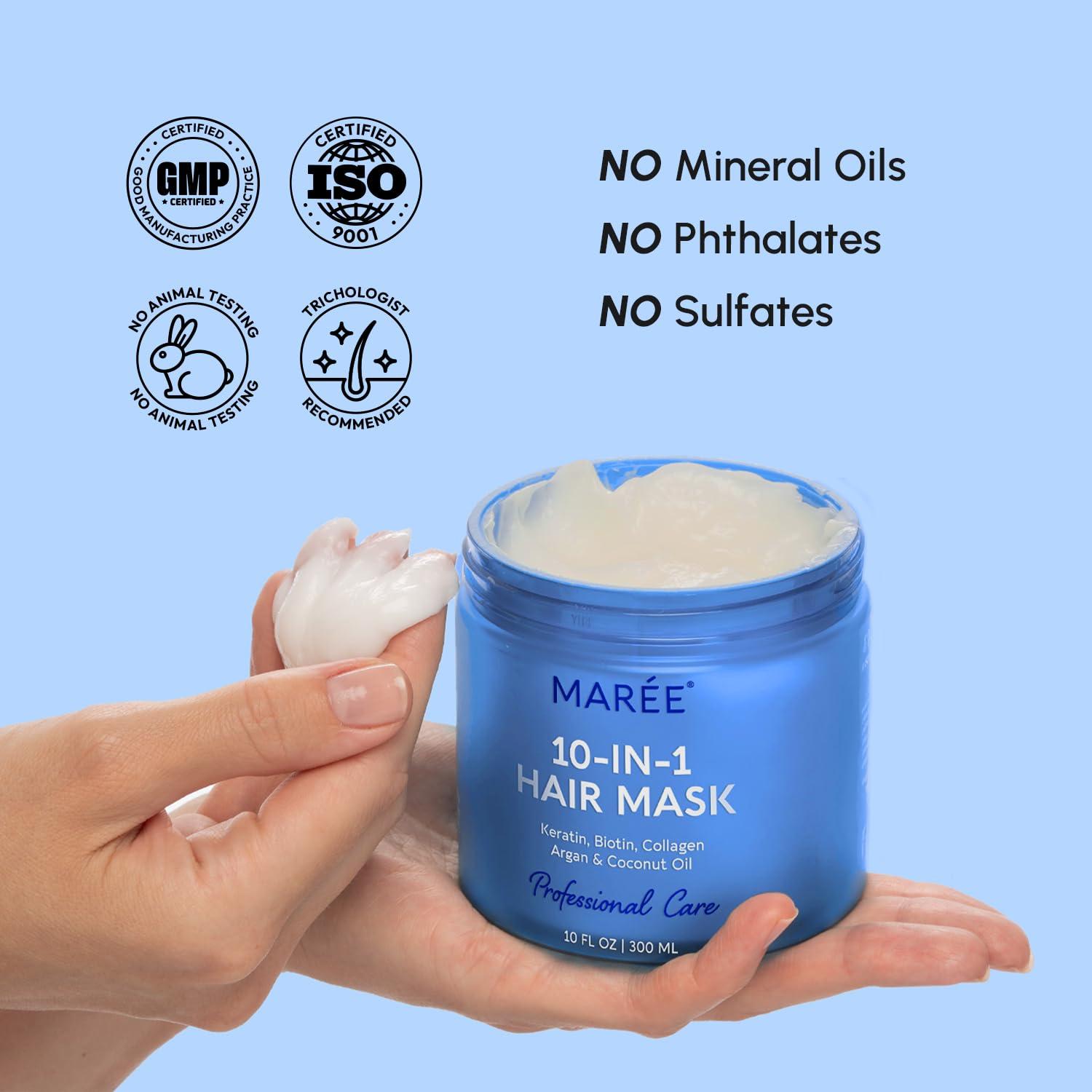 imageMAREE Deep Conditioning LeaveIn Hair Mask for Damaged Hair Keratin Hair Treatment with Biotin Natural Oils amp Vitamins LeaveIn Conditioner for Repair and Hydration Mascarilla Para Cabello10in1