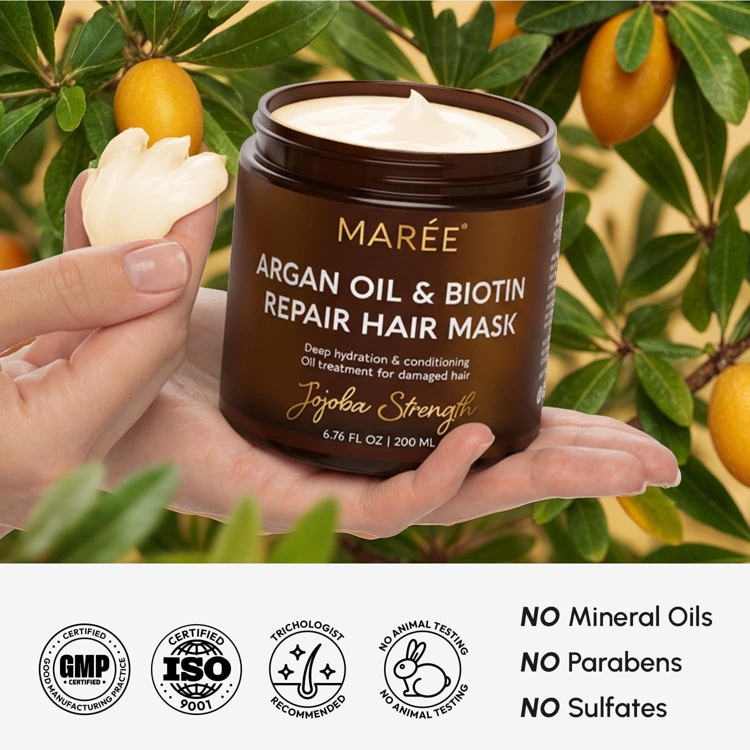 imageMAREE Deep Conditioning LeaveIn Hair Mask for Damaged Hair Keratin Hair Treatment with Biotin Natural Oils amp Vitamins LeaveIn Conditioner for Repair and Hydration Mascarilla Para CabelloArgan Oil Biotin