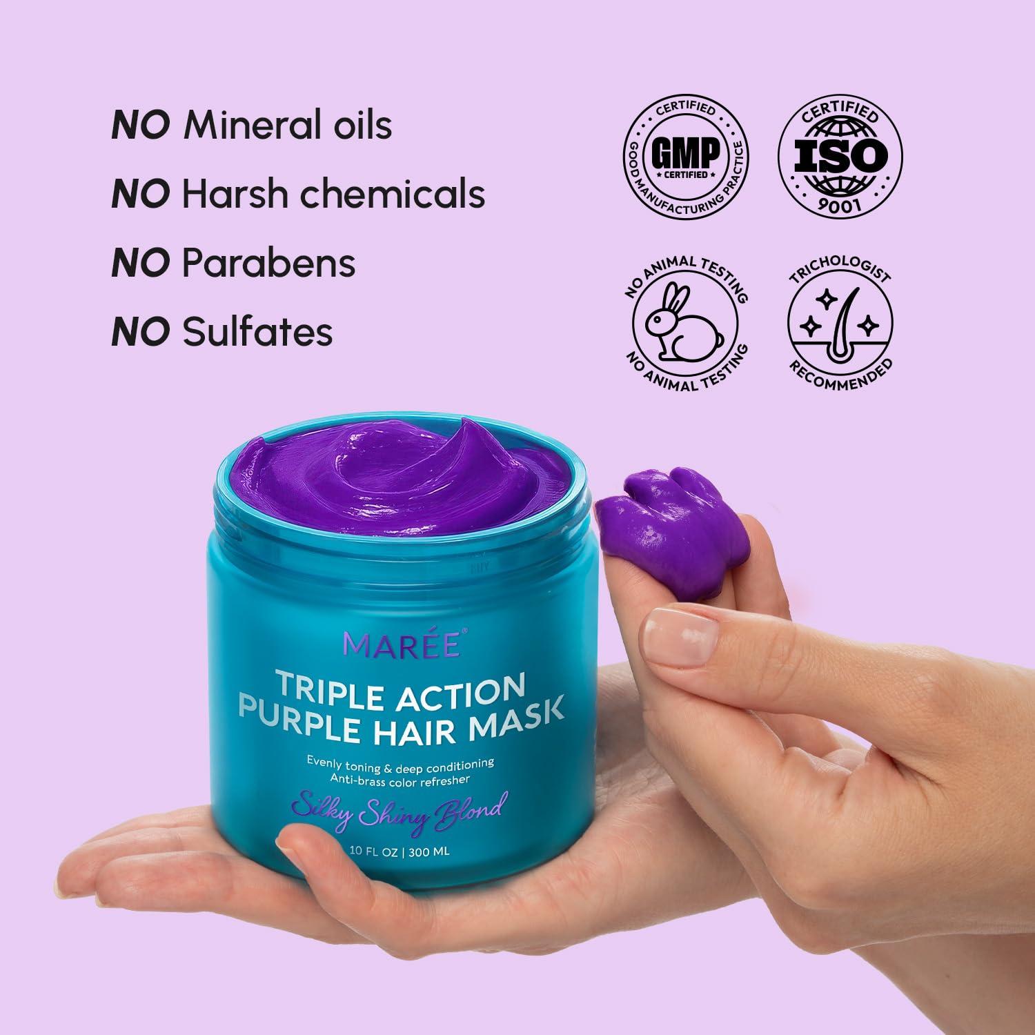 imageMAREE Deep Conditioning LeaveIn Hair Mask for Damaged Hair Keratin Hair Treatment with Biotin Natural Oils amp Vitamins LeaveIn Conditioner for Repair and Hydration Mascarilla Para CabelloPurple