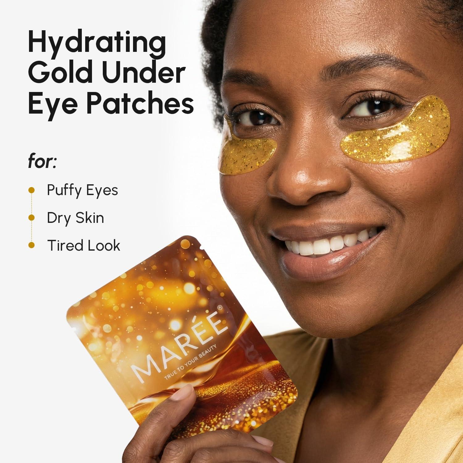 imageMAREE Eye Gels Cooling Pads Under Eye Patches for Puffy Eyes and Dark Circles with Collagen amp Hyaluronic Acid Anti Wrinkles Under Eye Masks Skincare Treatment for Puffiness Parches Para OjerasGold