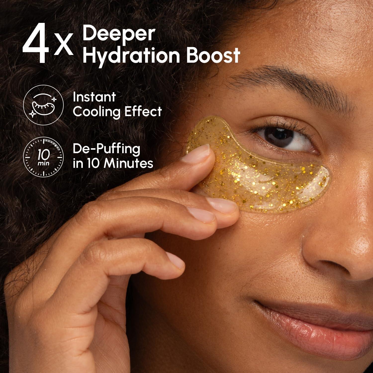 imageMAREE Eye Gels Cooling Pads Under Eye Patches for Puffy Eyes and Dark Circles with Collagen amp Hyaluronic Acid Anti Wrinkles Under Eye Masks Skincare Treatment for Puffiness Parches Para OjerasGold