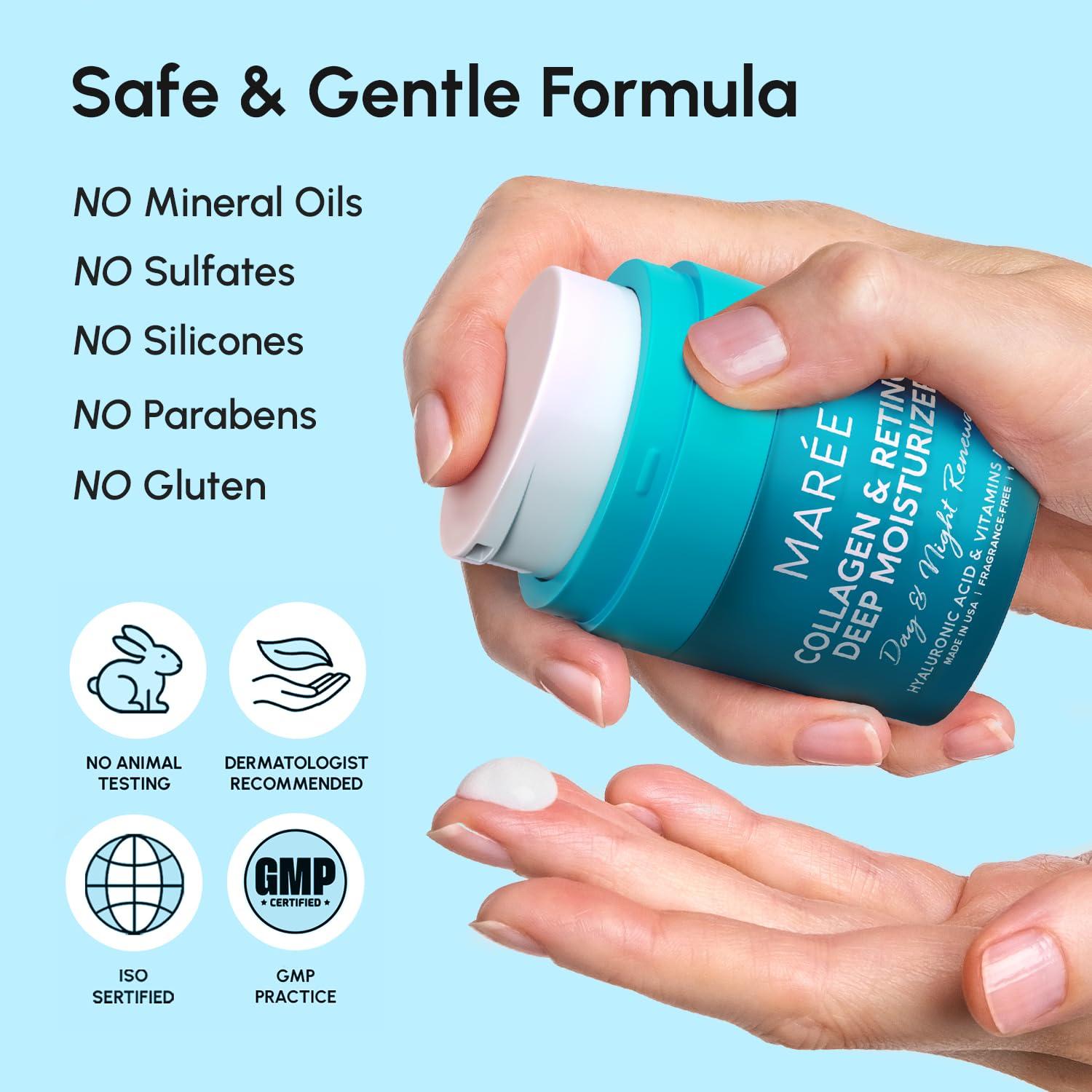 imageMAREE Face Moisturizer Retinol Cream for Face Daily Wrinkle Cream for Women AntiAging Face Cream Facial Moisturizer with Collagen Crema Hidratante Para la Cara for Skin Tightening17 Fl Oz Pack of 1