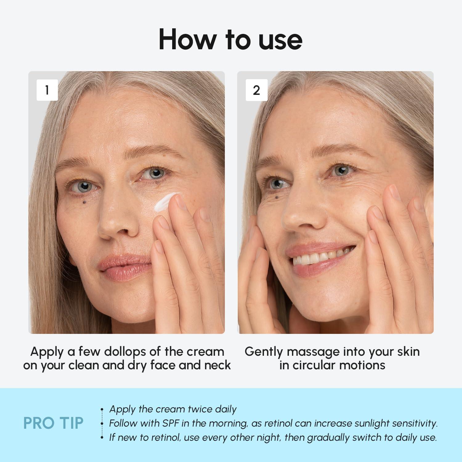 imageMAREE Face Moisturizer Retinol Cream for Face Daily Wrinkle Cream for Women AntiAging Face Cream Facial Moisturizer with Collagen Crema Hidratante Para la Cara for Skin Tightening17 Fl Oz Pack of 2