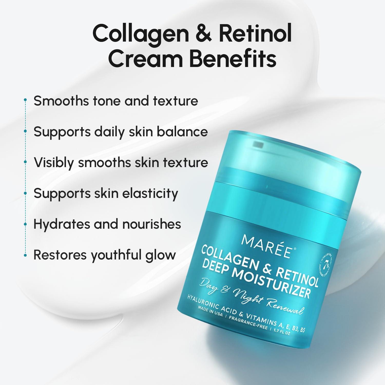 imageMAREE Face Moisturizer Retinol Cream for Face Daily Wrinkle Cream for Women AntiAging Face Cream Facial Moisturizer with Collagen Crema Hidratante Para la Cara for Skin Tightening17 Fl Oz Pack of 2