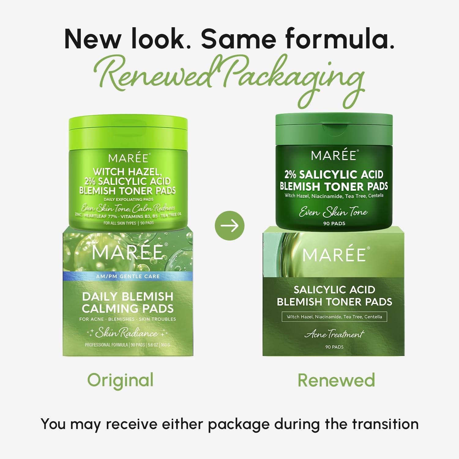 imageMAREE Glycolic Acid Pads Toner Pads for Face Cleansing Exfoliating Pad with Tea Tree Oil Salicylic Acid amp Vitamins E B3 B5 Acne Clearing Skin Pore Resurfacing amp Radiance Device 50 CountBlemish Toner Pads