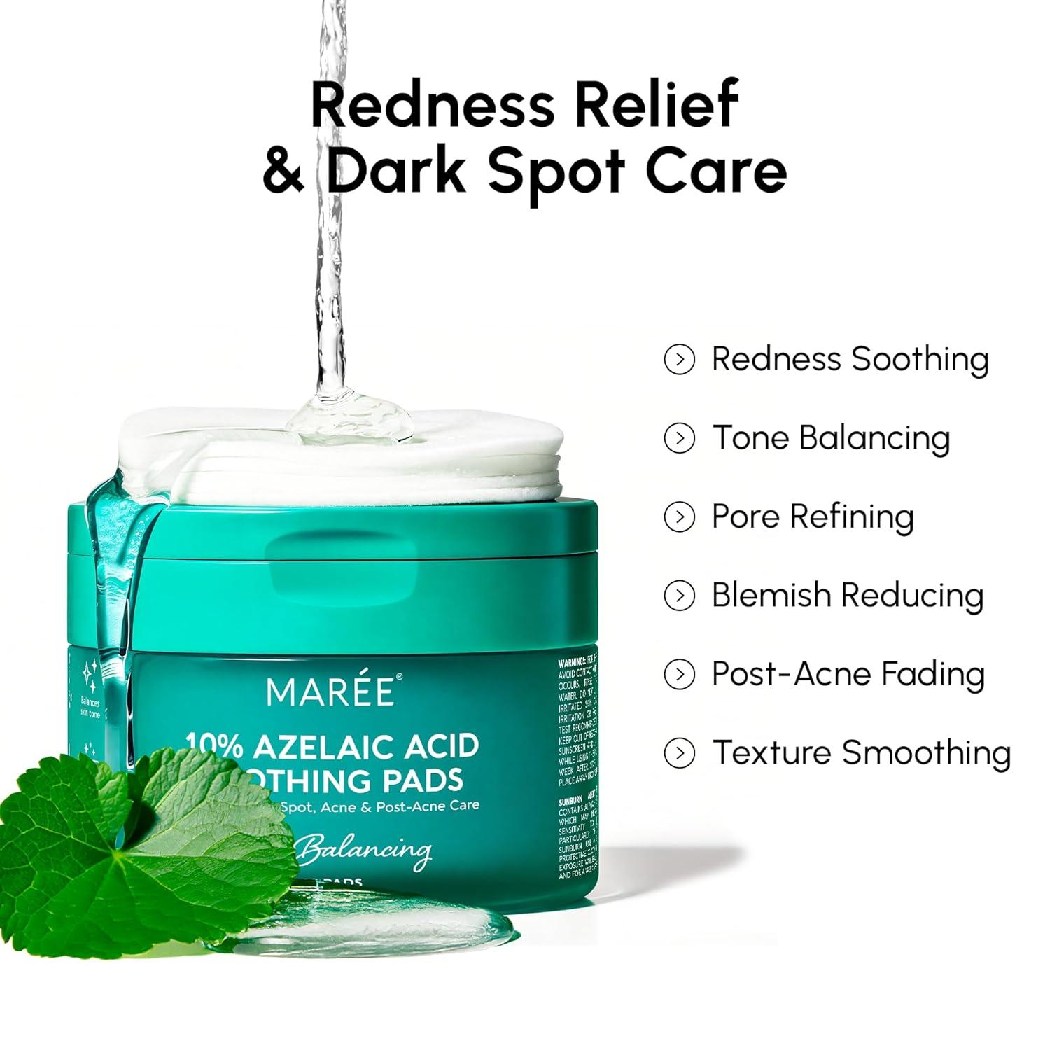 imageMAREE Glycolic Acid Pads Toner Pads for Face Cleansing Exfoliating Pad with Tea Tree Oil Salicylic Acid amp Vitamins E B3 B5 Acne Clearing Skin Pore Resurfacing amp Radiance Device 50 CountAzelaic Pads