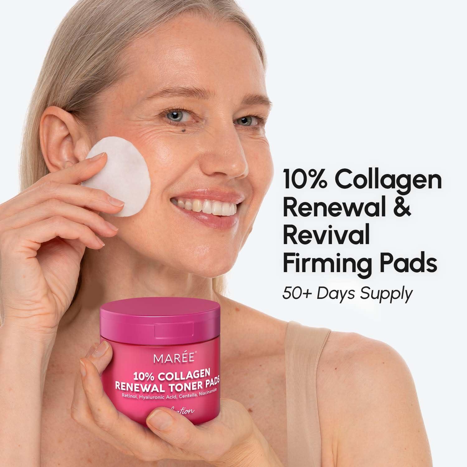 imageMAREE Glycolic Acid Pads Toner Pads for Face Cleansing Exfoliating Pad with Tea Tree Oil Salicylic Acid amp Vitamins E B3 B5 Acne Clearing Skin Pore Resurfacing amp Radiance Device 50 CountRetinol Collagen Pads