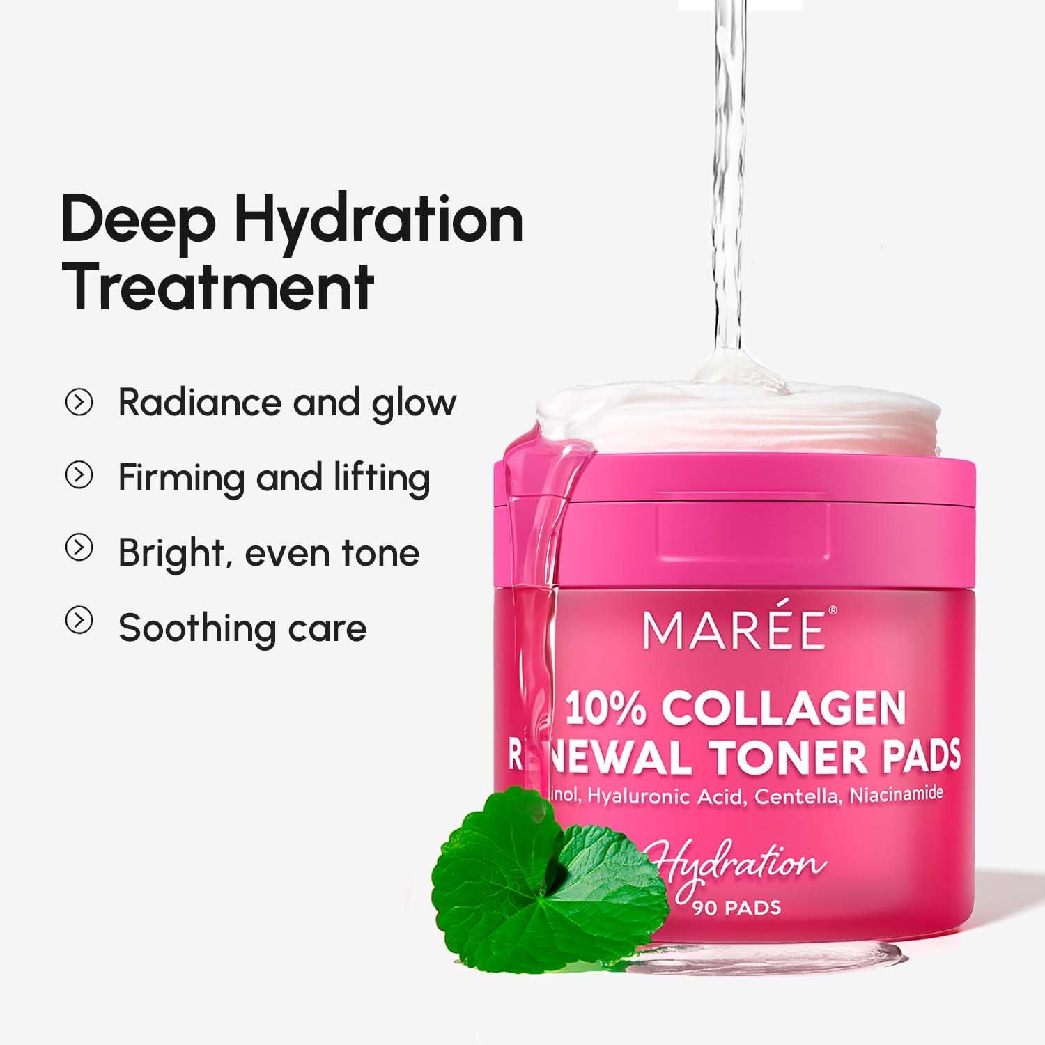 imageMAREE Glycolic Acid Pads Toner Pads for Face Cleansing Exfoliating Pad with Tea Tree Oil Salicylic Acid amp Vitamins E B3 B5 Acne Clearing Skin Pore Resurfacing amp Radiance Device 50 CountRetinol Collagen Pads