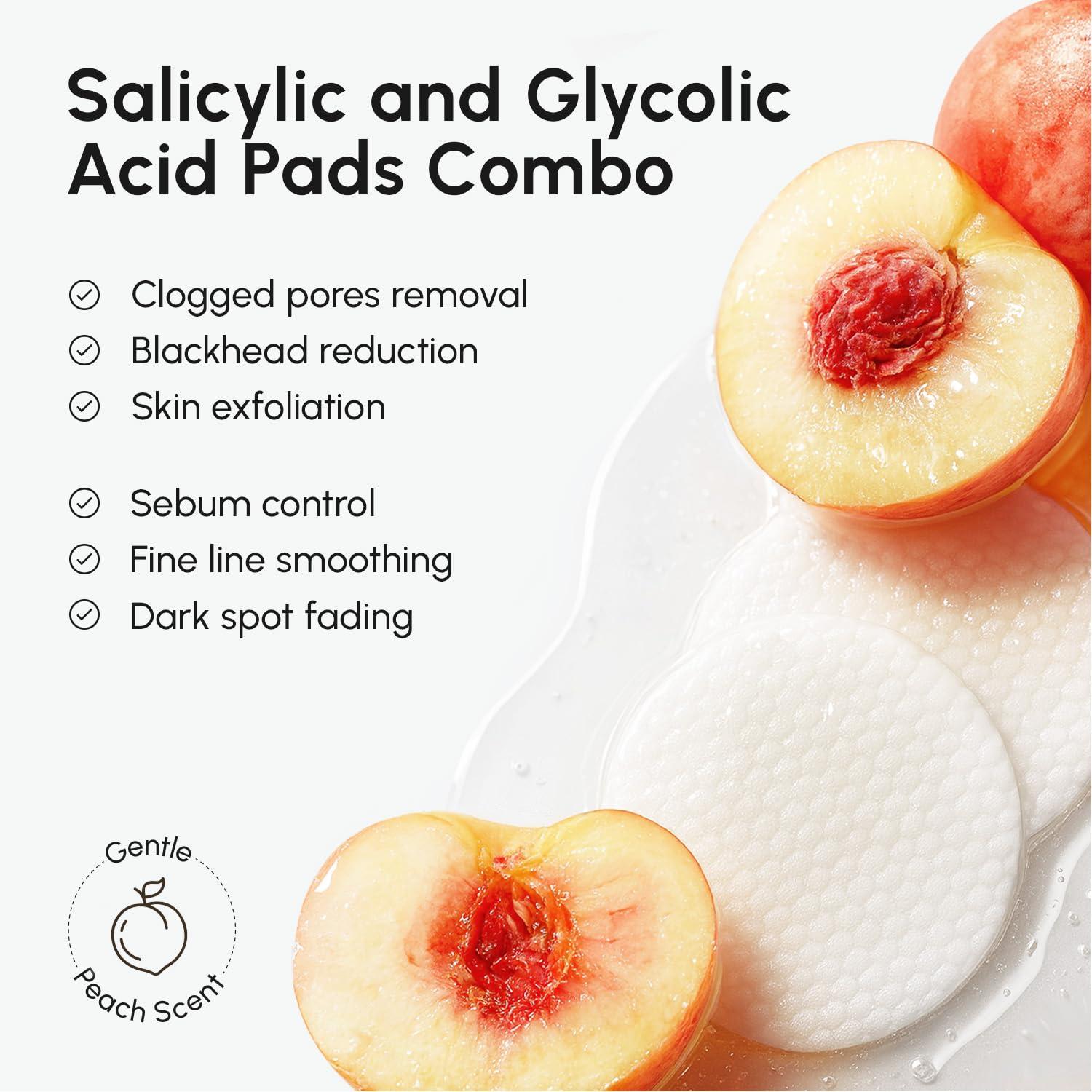 imageMAREE Glycolic Acid Pads Toner Pads for Face Cleansing Exfoliating Pad with Tea Tree Oil Salicylic Acid amp Vitamins E B3 B5 Acne Clearing Skin Pore Resurfacing amp Radiance Device 50 CountGlycolic Salicylic Pads