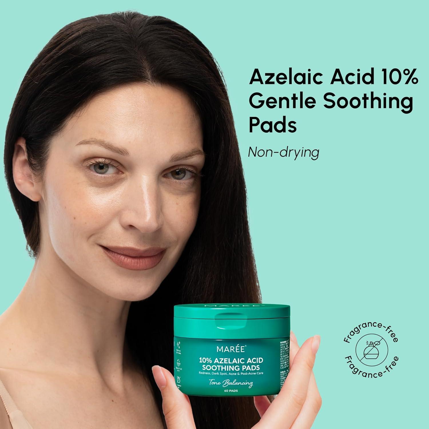 imageMAREE Glycolic Acid Pads Toner Pads for Face Cleansing Exfoliating Pad with Tea Tree Oil Salicylic Acid amp Vitamins E B3 B5 Acne Clearing Skin Pore Resurfacing amp Radiance Device 50 CountAzelaic Pads