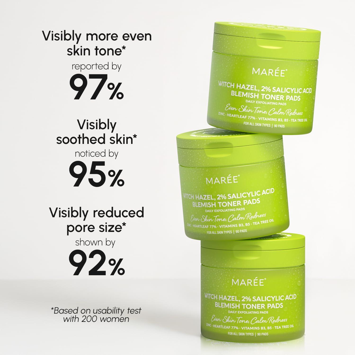 imageMAREE Glycolic Acid Pads Toner Pads for Face Cleansing Exfoliating Pad with Tea Tree Oil Salicylic Acid amp Vitamins E B3 B5 Acne Clearing Skin Pore Resurfacing amp Radiance Device 50 CountBlemish Toner Pads