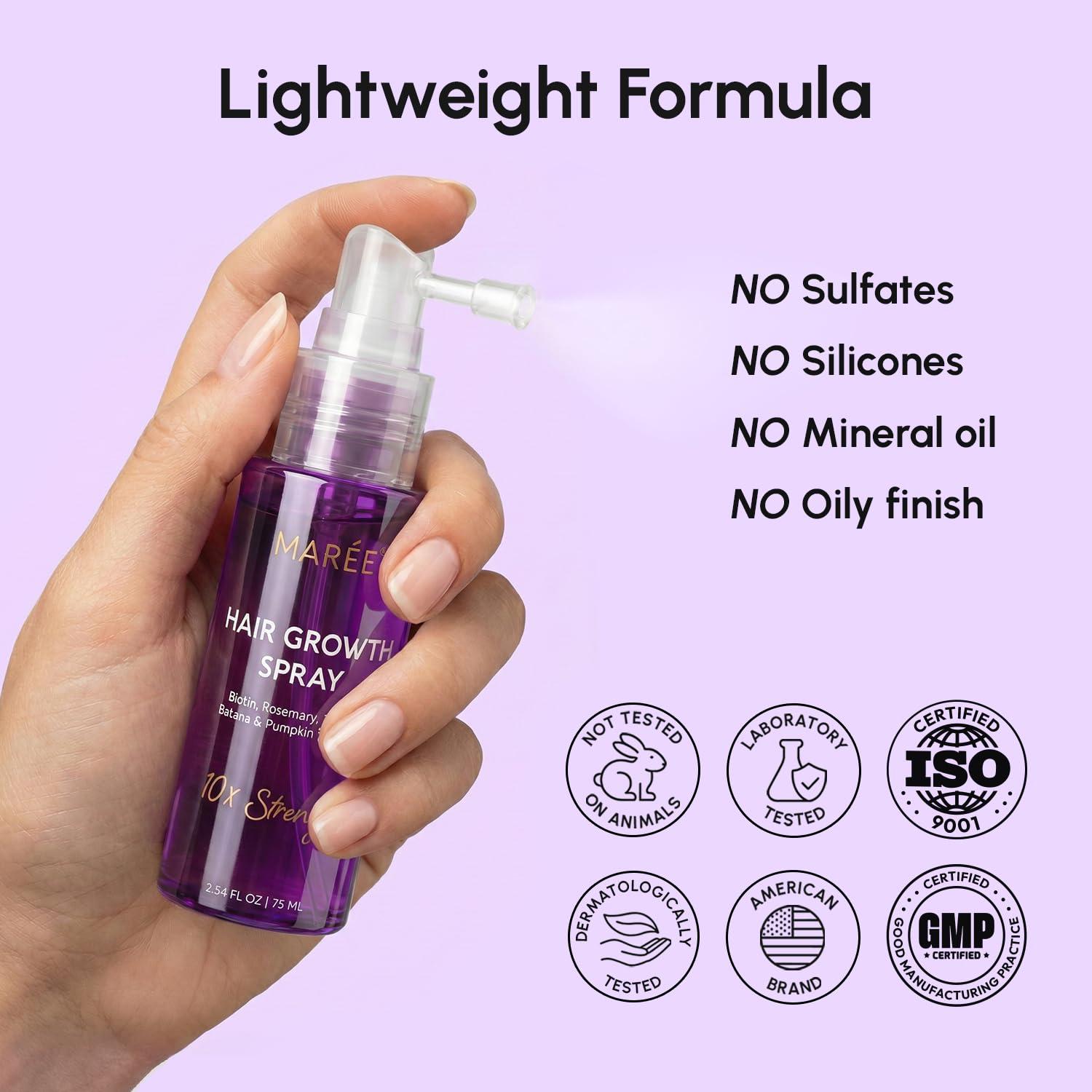 imageMAREE Hair Growth Spray Caffeine Batana Castor amp Rosemary Oil for Hair Growth Products for Women amp Men Hair Oils for Hair Growth Hair Thickening Spray for Roots Hair Regrowth amp Scalp CareHair Growth Spray