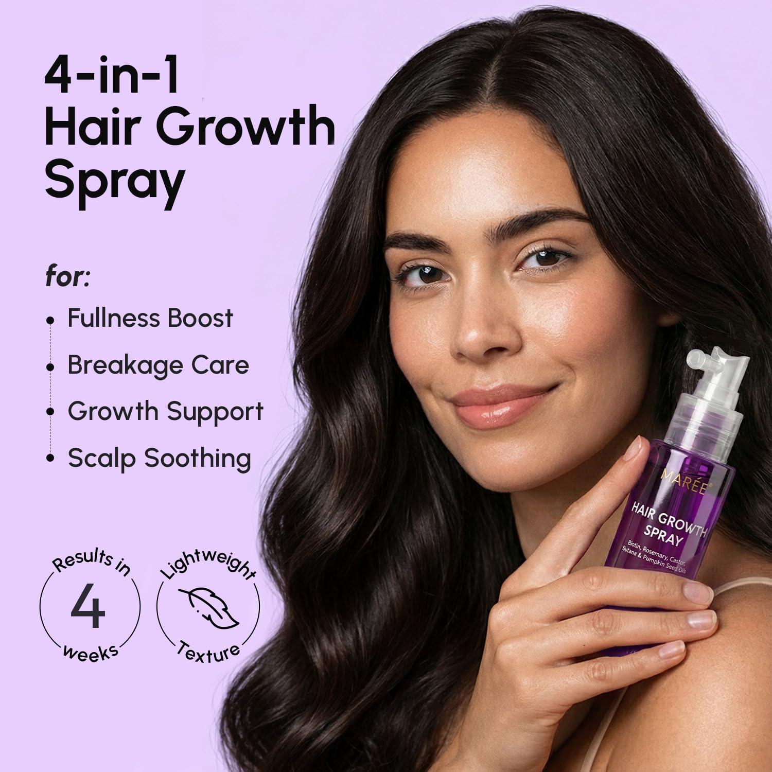imageMAREE Hair Growth Spray Caffeine Batana Castor amp Rosemary Oil for Hair Growth Products for Women amp Men Hair Oils for Hair Growth Hair Thickening Spray for Roots Hair Regrowth amp Scalp CareHair Growth Spray