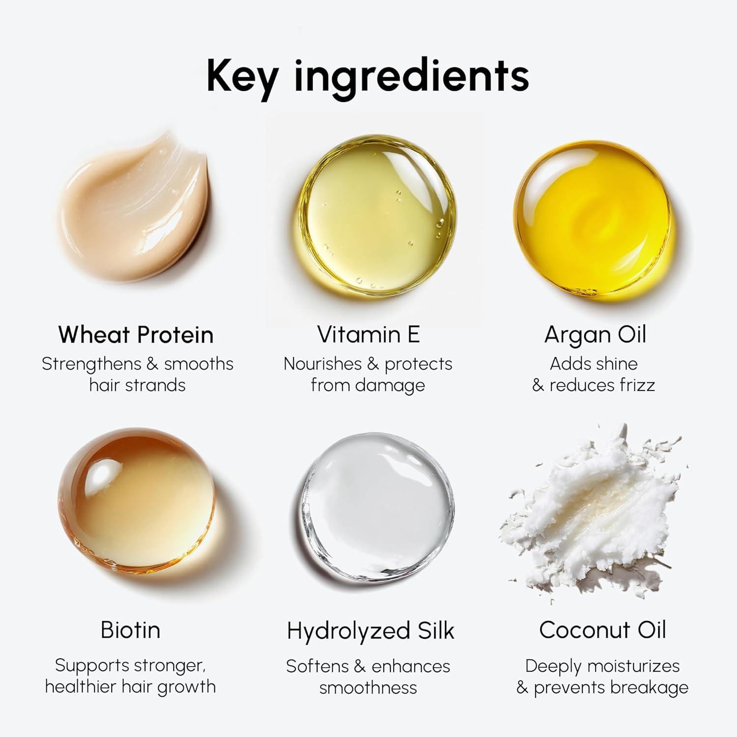 imageMAREE Hair Serum for Dry and Curly Hair Gloss Hair Oil for Frizzy Hair with Argan Oil Keratin amp Biotin Frizz Control Hair Care Products for Women Aceite Para el Cabello Keratin Hair TreatmentOriginal Hair Oil 2 Pack