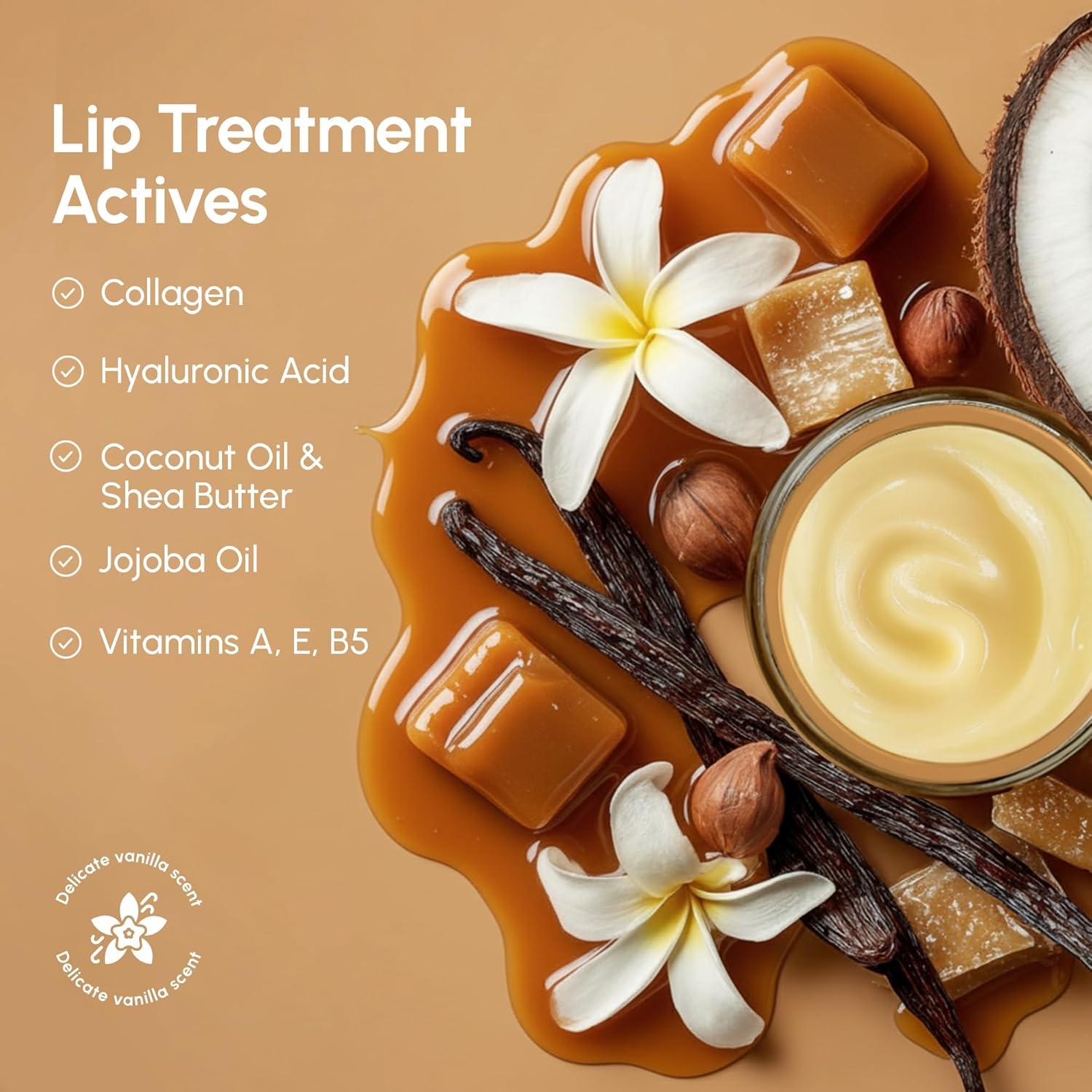 imageMAREE Lip Mask Overnight Lip Moisturizer For Very Dry Lips Hydrating Lip Butter Balm with Hyaluronic Acid amp Collagen Overnight Lip Treatment Lip Sleeping Mask Repair Hidratante de LabiosVanilla Lip Mask