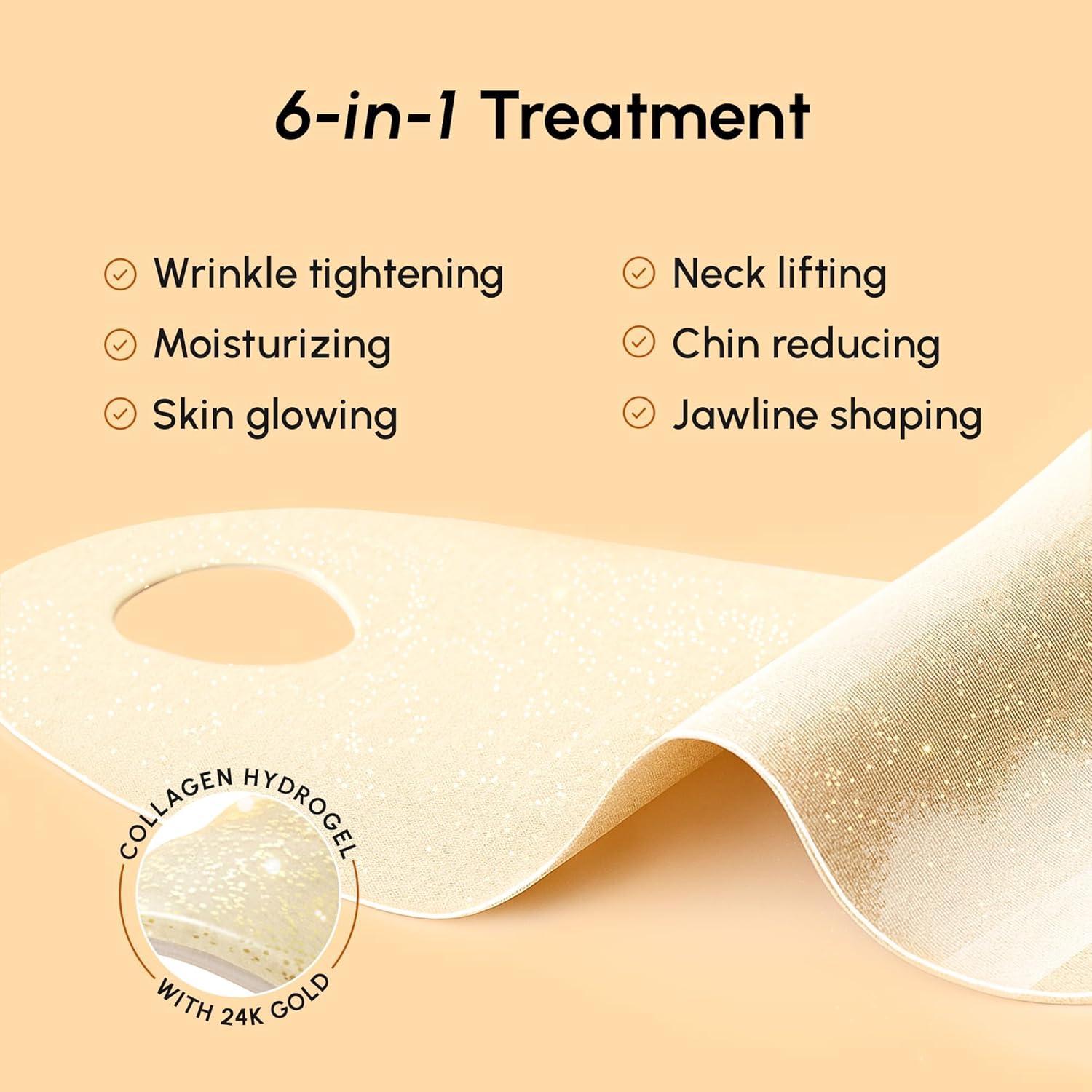 imageMAREE V Line Lifting Mask with 24K Gold Deep Collagen Face Mask for Women Jawline Shaper Mask with Retinol amp Hyaluronic Acid Neck Tightening amp Firming Double Chin Strap for Face Lift24K Gold