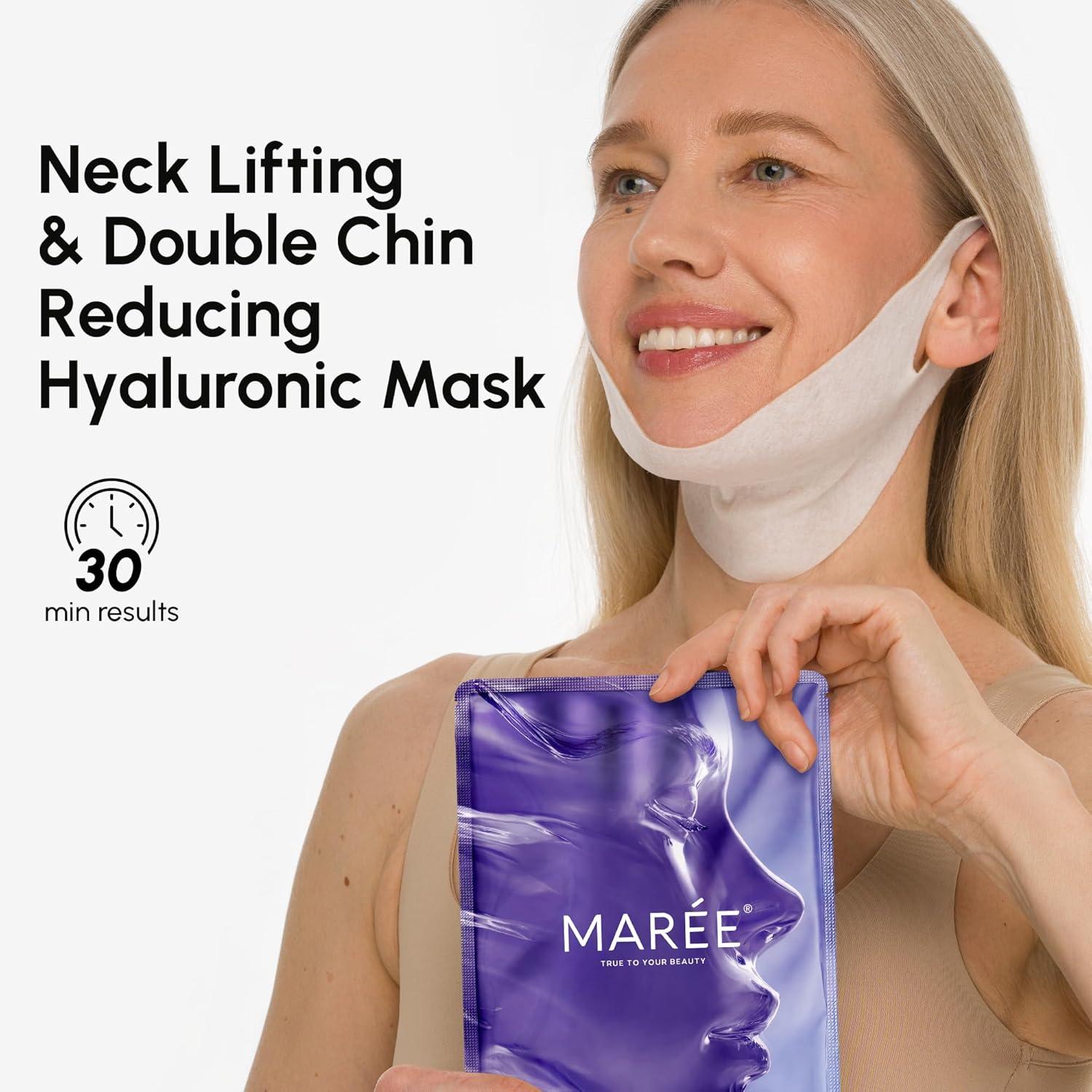 imageMAREE V Line Lifting Mask with 24K Gold Deep Collagen Face Mask for Women Jawline Shaper Mask with Retinol amp Hyaluronic Acid Neck Tightening amp Firming Double Chin Strap for Face LiftHyaluronic Acid