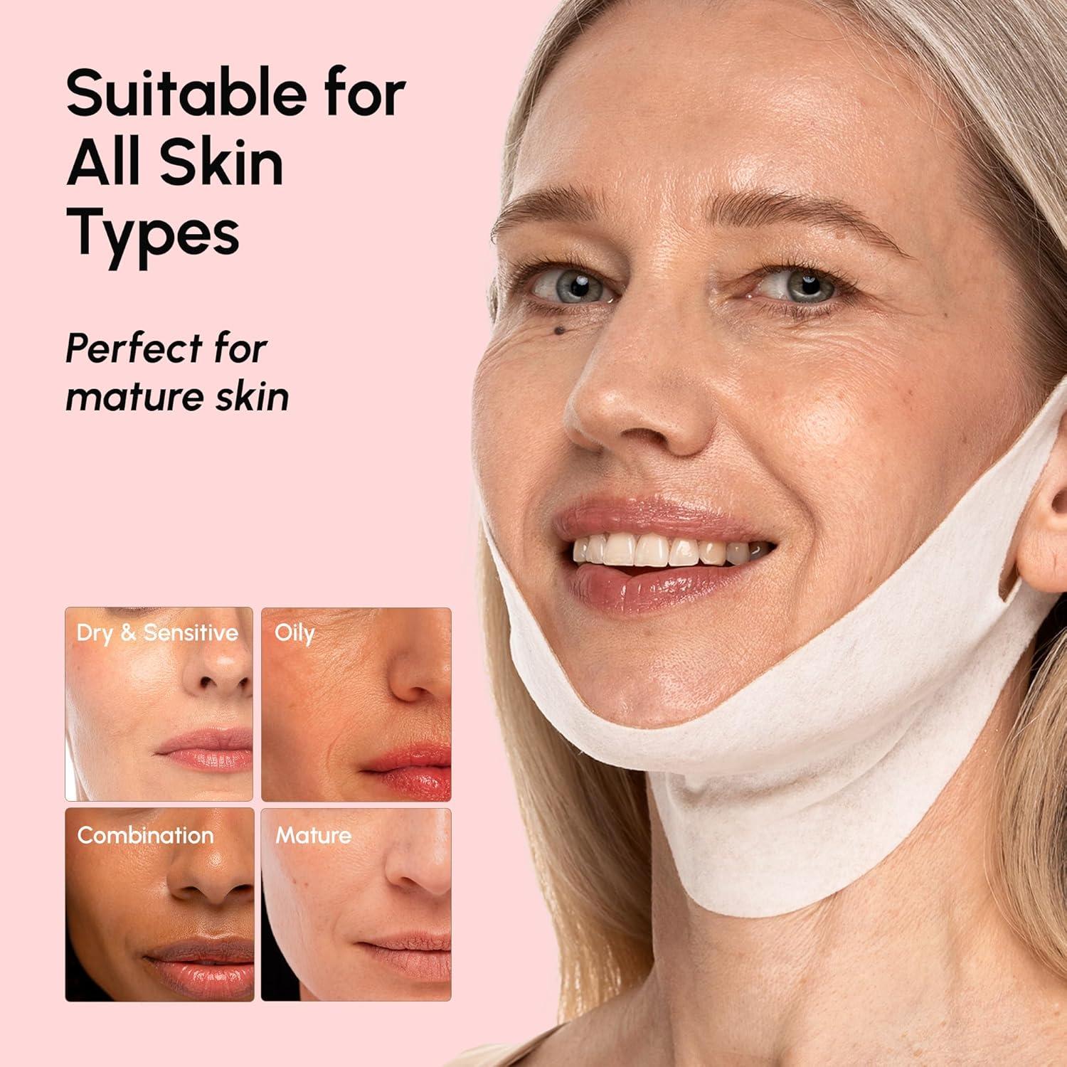 imageMAREE V Line Lifting Mask with 24K Gold Deep Collagen Face Mask for Women Jawline Shaper Mask with Retinol amp Hyaluronic Acid Neck Tightening amp Firming Double Chin Strap for Face LiftPDRN