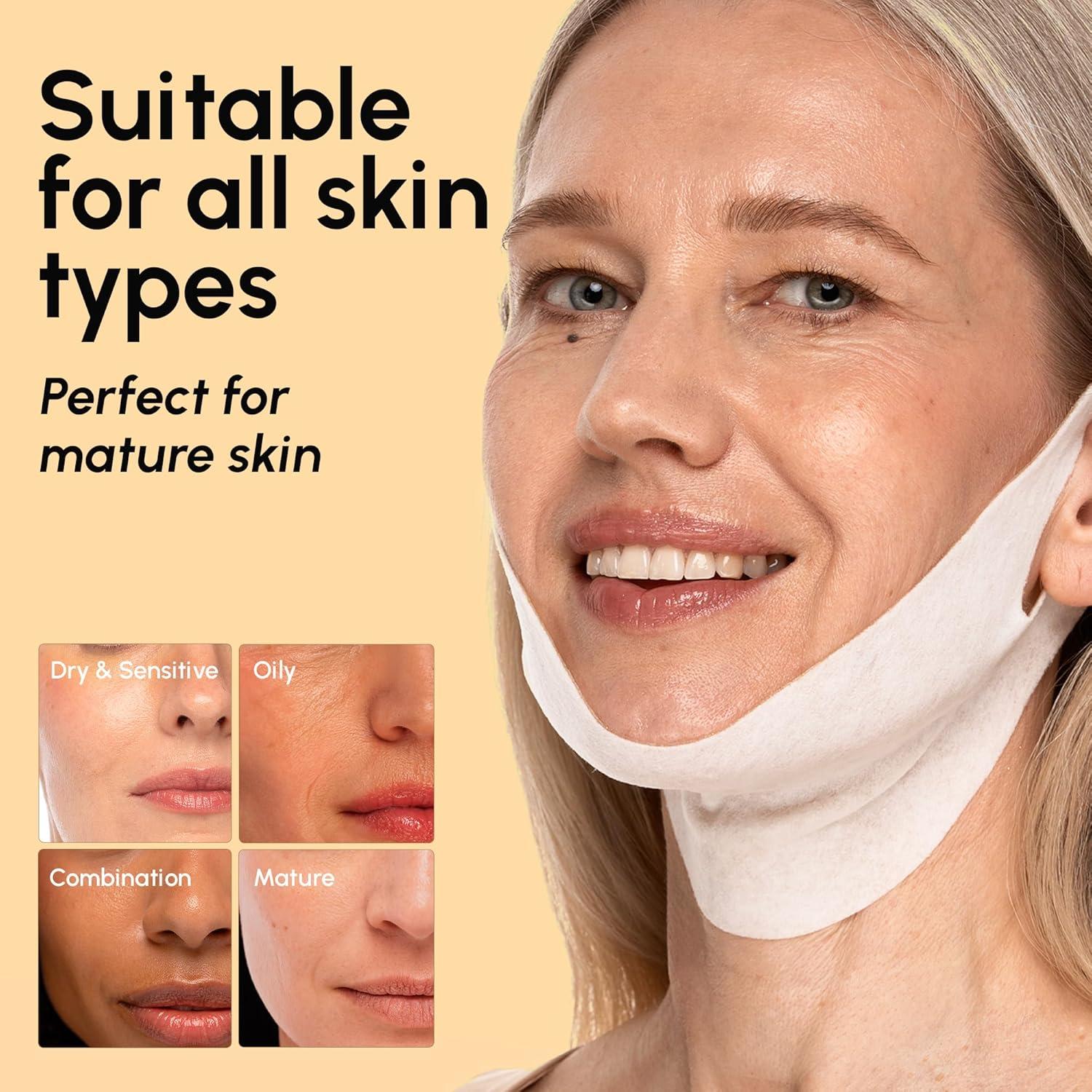 imageMAREE V Line Lifting Mask with 24K Gold Deep Collagen Face Mask for Women Jawline Shaper Mask with Retinol amp Hyaluronic Acid Neck Tightening amp Firming Double Chin Strap for Face Lift24K Gold