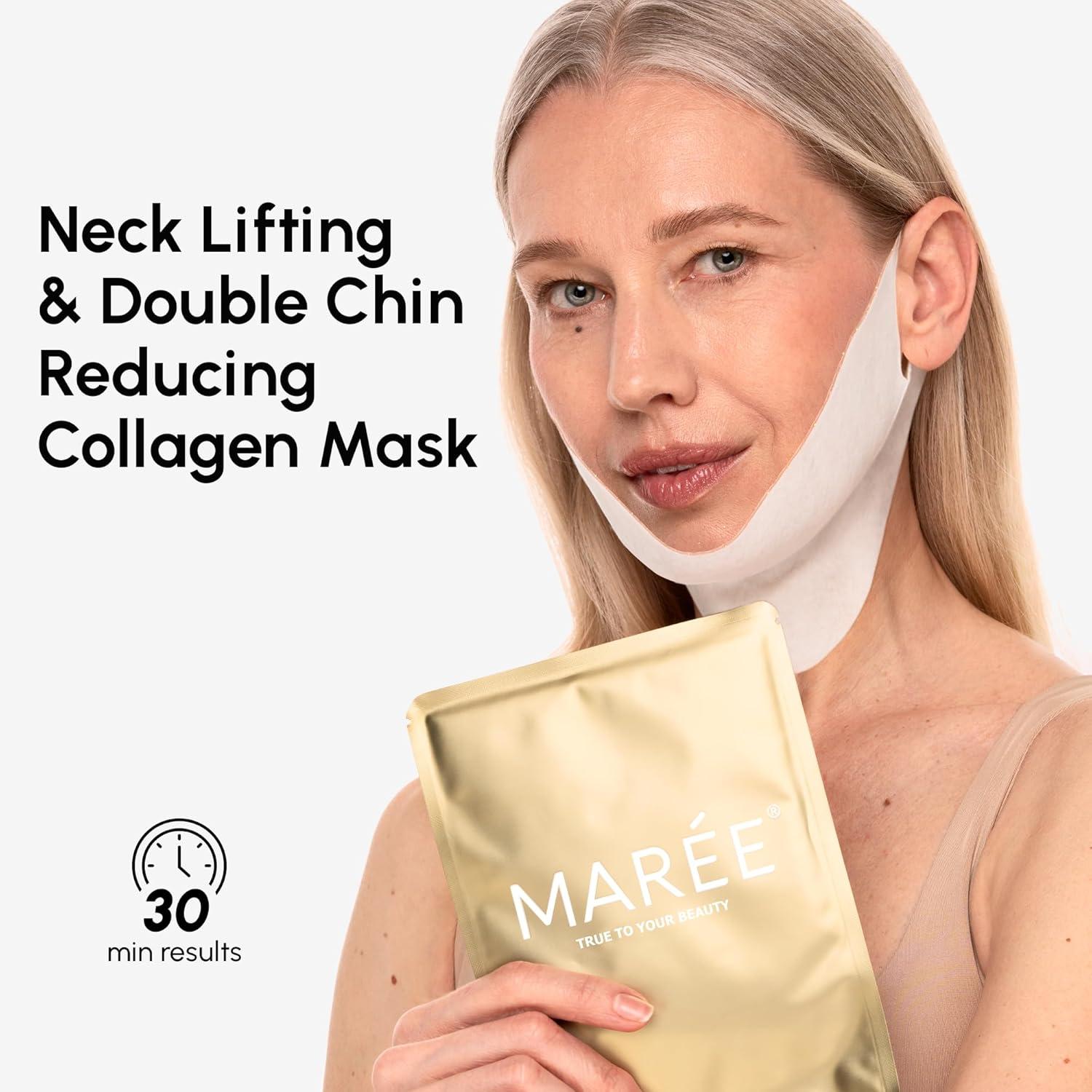 imageMAREE V Line Lifting Mask with 24K Gold Deep Collagen Face Mask for Women Jawline Shaper Mask with Retinol amp Hyaluronic Acid Neck Tightening amp Firming Double Chin Strap for Face Lift24K Gold