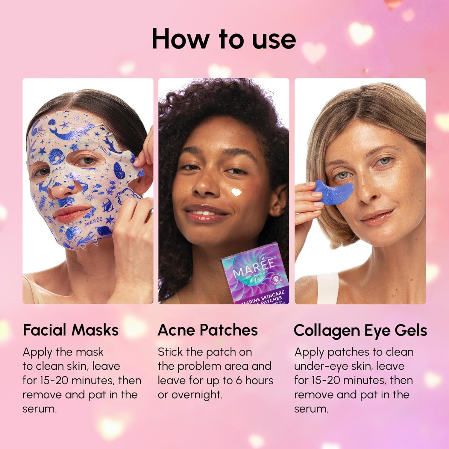 imageMAREE Valentines Day Gifts for Her Skincare Gift Box Under Eye Patches Collagen Face Mask amp Cute Star Pimple Patches Valentines Gifts for Her Gift Box for Women Mom amp SelfCare Lovers