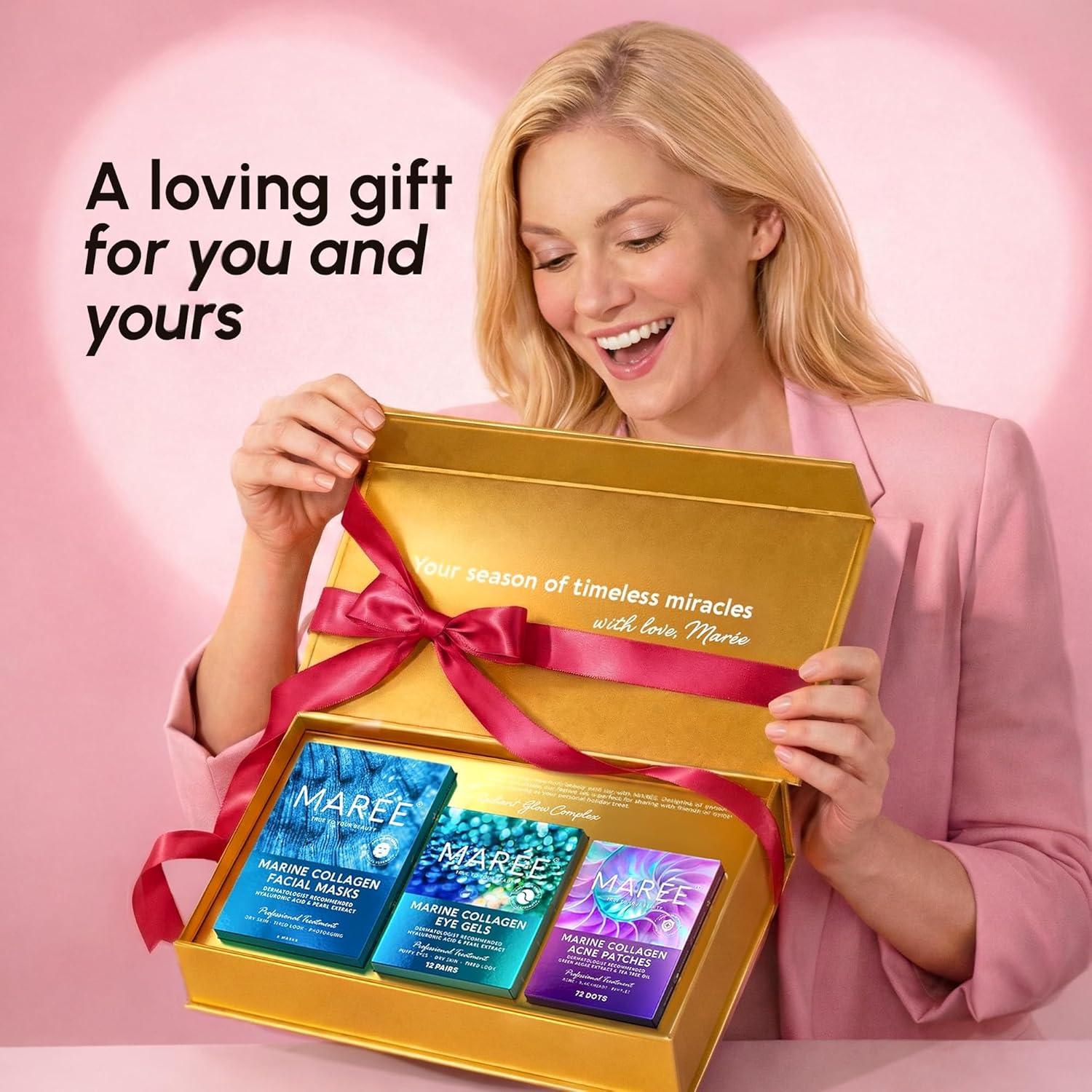 imageMAREE Valentines Day Gifts for Her Skincare Gift Box Under Eye Patches Collagen Face Mask amp Cute Star Pimple Patches Valentines Gifts for Her Gift Box for Women Mom amp SelfCare Lovers