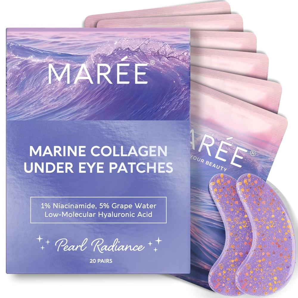 imageMAREE Eye Gels Cooling Pads Under Eye Patches for Puffy Eyes and Dark Circles with Collagen amp Hyaluronic Acid Anti Wrinkles Under Eye Masks Skincare Treatment for Puffiness Parches Para OjerasViolet