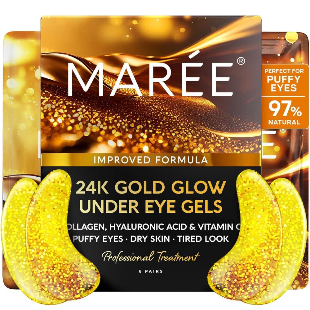 imageMAREE Eye Gels  Cooling Pads Under Eye Patches for Puffy Eyes and Dark Circles with Collagen amp Hyaluronic Acid  Anti Wrinkles Under Eye Masks Skincare Treatment for Puffiness  Parches Para OjerasGold