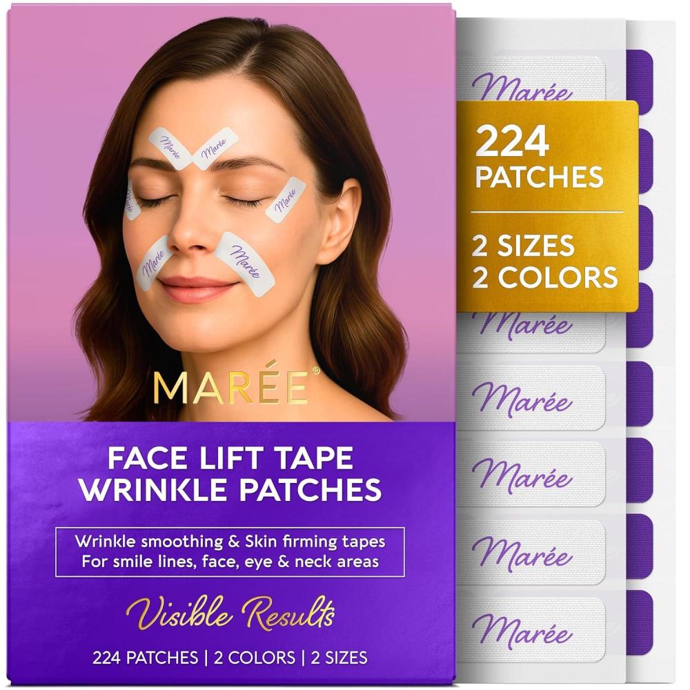 imageMAREE Face Lift Tape Wrinkle Patches AntiWrinkle Patches for Lip Smile Line Patches for Eyes Neck amp Forehead Neck Lift Face Tape for Wrinkles Overnight Lifting Stickers for Women 224 Pcs