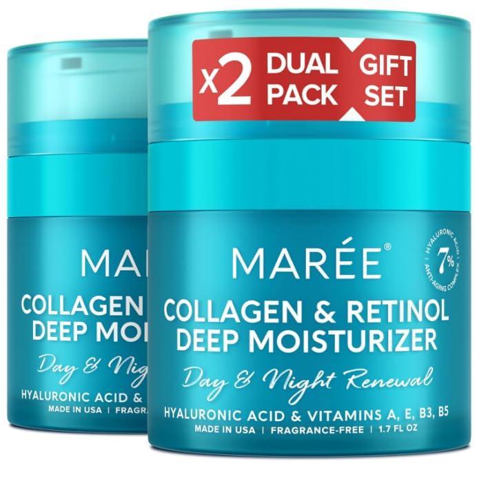 imageMAREE Face Moisturizer Retinol Cream for Face Daily Wrinkle Cream for Women AntiAging Face Cream Facial Moisturizer with Collagen Crema Hidratante Para la Cara for Skin Tightening17 Fl Oz Pack of 2