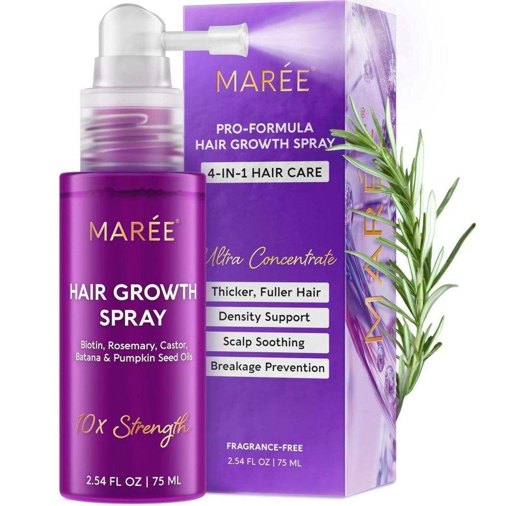 imageMAREE Hair Growth Spray Caffeine Batana Castor amp Rosemary Oil for Hair Growth Products for Women amp Men Hair Oils for Hair Growth Hair Thickening Spray for Roots Hair Regrowth amp Scalp CareHair Growth Spray