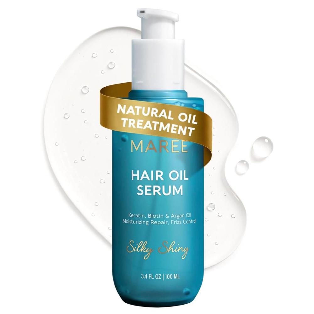 imageMAREE Hair Serum for Dry and Curly Hair Gloss Hair Oil for Frizzy Hair with Argan Oil Keratin amp Biotin Frizz Control Hair Care Products for Women Aceite Para el Cabello Keratin Hair TreatmentOriginal Hair Oil