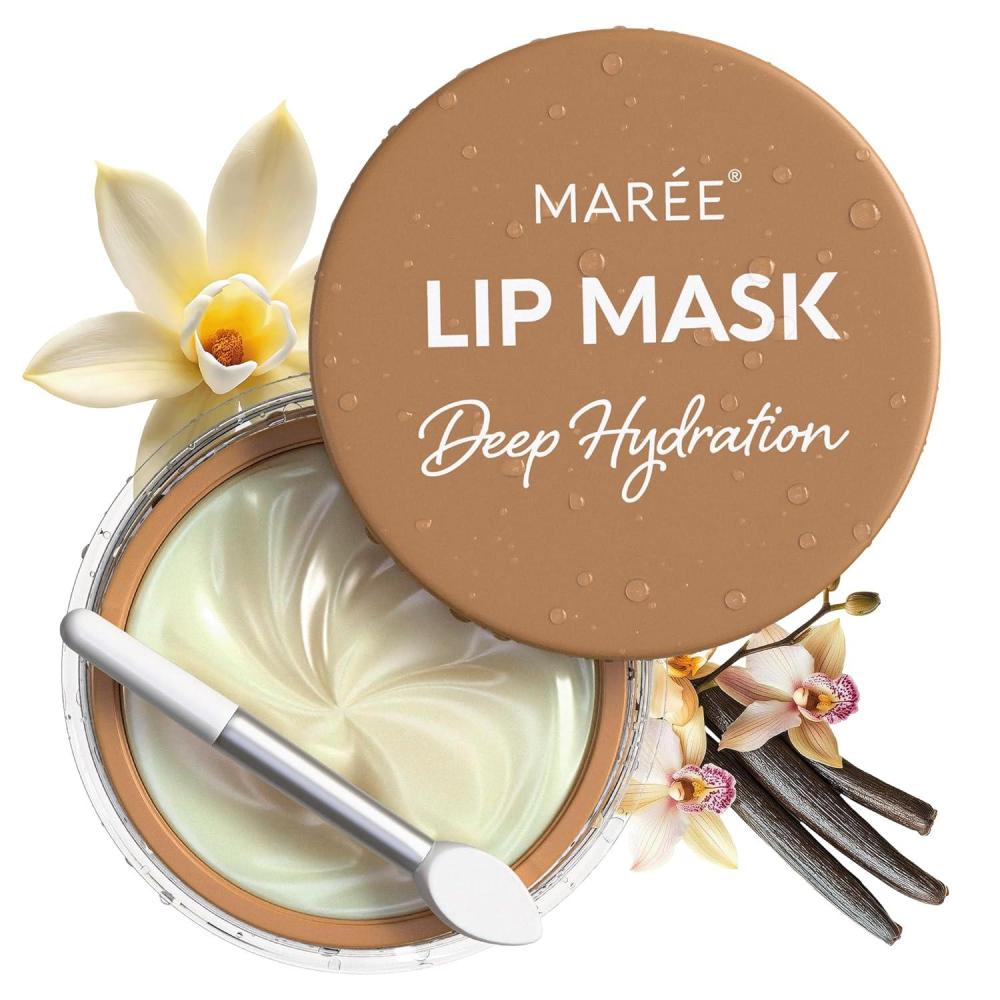 imageMAREE Lip Mask Overnight  Lip Moisturizer For Very Dry Lips  Hydrating Lip Butter Balm with Hyaluronic Acid amp Collagen  Overnight Lip Treatment  Lip Sleeping Mask Repair  Hidratante de LabiosVanilla Lip Mask