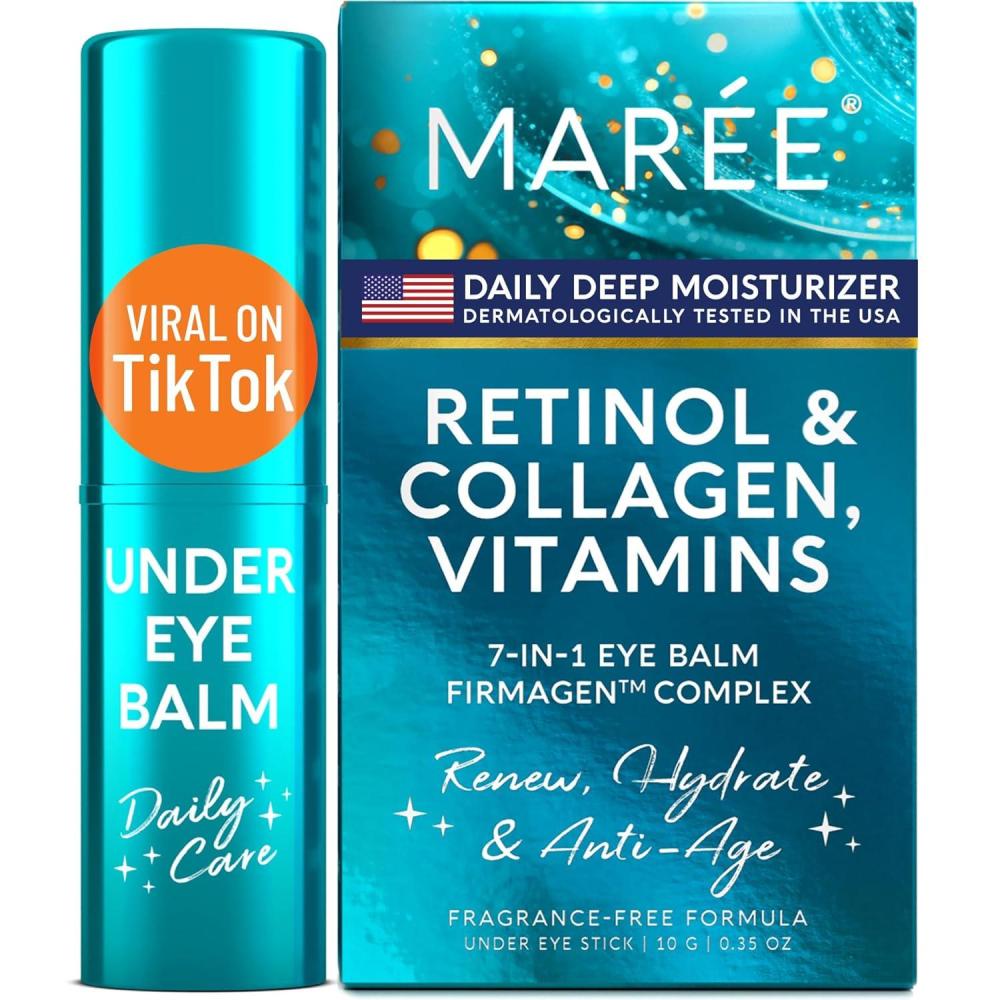 imageMAREE Under Eye Balm Stick with Retinol amp Ceramide Complex Facial Moisturizer for Dark Circles amp Wrinkles Under Eye Brightener Stick AntiWrinkle Hydrating Face Skincare035 Ounce Pack of 1