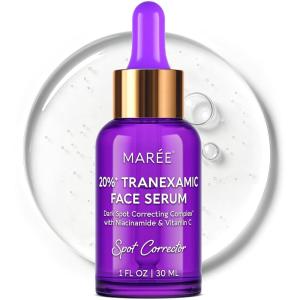 MAREE 20% Tranexamic Acid Serum Complex with Niacinamide & Vitamin C – Serum for Face & Body Dark Spot Corrector – Age Spots Hyperpigmentation Care Remover – Brightening Acido Tranexamico para Manchas(Tranexamic Acid Face Serum)