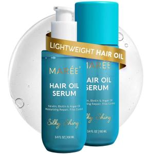 MAREE Hair Serum for Dry and Curly Hair Gloss – Hair Oil for Frizzy Hair with Argan Oil, Keratin & Biotin – Frizz Control Hair Care Products for Women – Aceite Para el Cabello – Keratin Hair Treatment(Original Hair Oil 2 Pack)