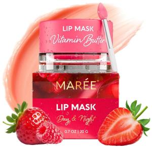 MAREE Lip Mask Overnight – Lip Moisturizer For Very Dry Lips – Hydrating Lip Butter Balm with Hyaluronic Acid & Collagen – Overnight Lip Treatment – Lip Sleeping Mask Repair – Hidratante de Labios(Lip Mask)