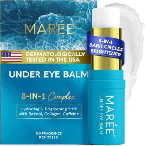 MAREE Under Eye Balm Stick Hydrating – Retinol Caffeine Under Eye Brightener Stick for Older Women – Collagen Undereye Cream for Dark Circles & Wrinkles – Skin Care Treatment Moisturizer(Blue)