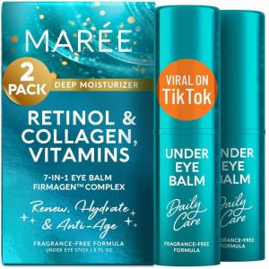 MAREE Under Eye Balm Stick with Retinol & Ceramide Complex – Facial Moisturizer for Dark Circles & Wrinkles – Under Eye Brightener Stick, Anti-Wrinkle Hydrating Face Skincare(0.35 Ounce (Pack of 2))